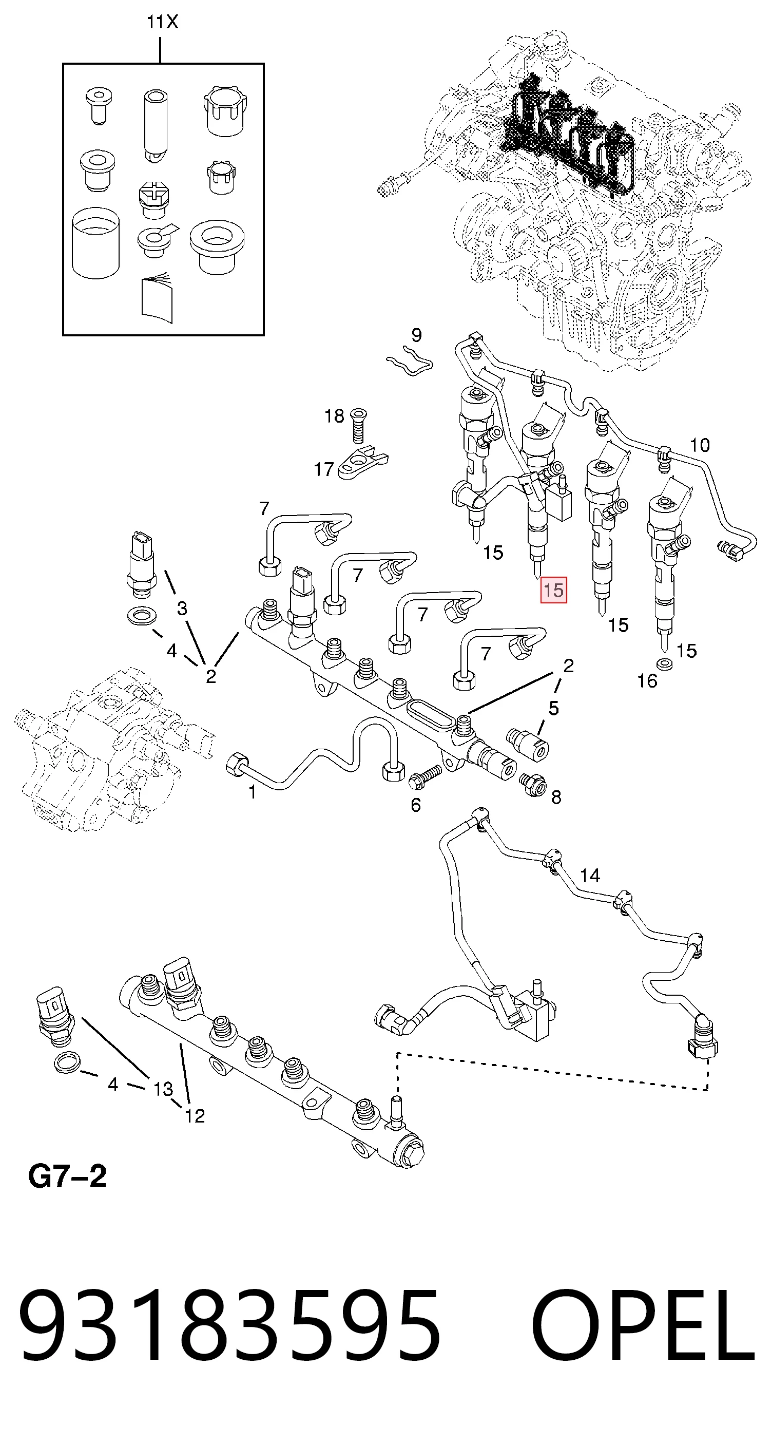 93183595 Opel Inyector de combustible
