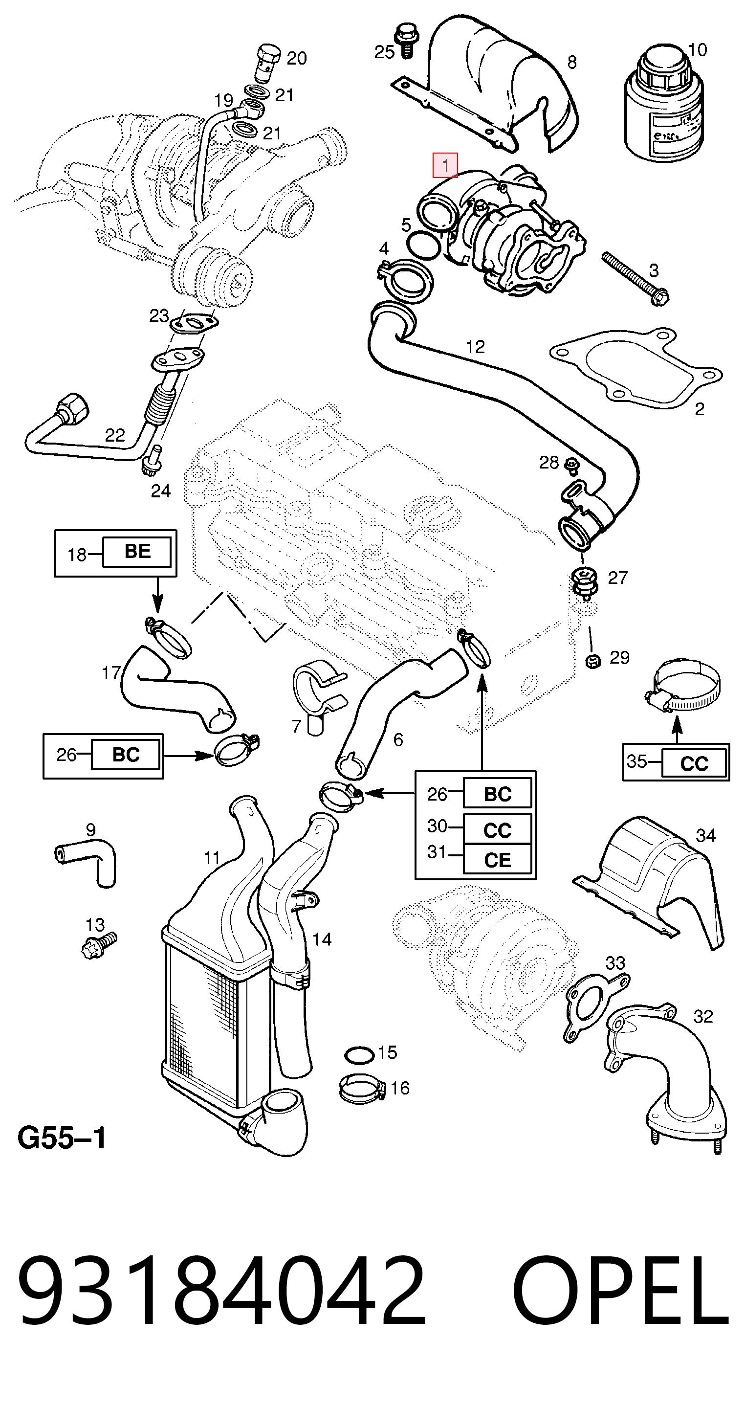 93184042 Opel Turbo para motor