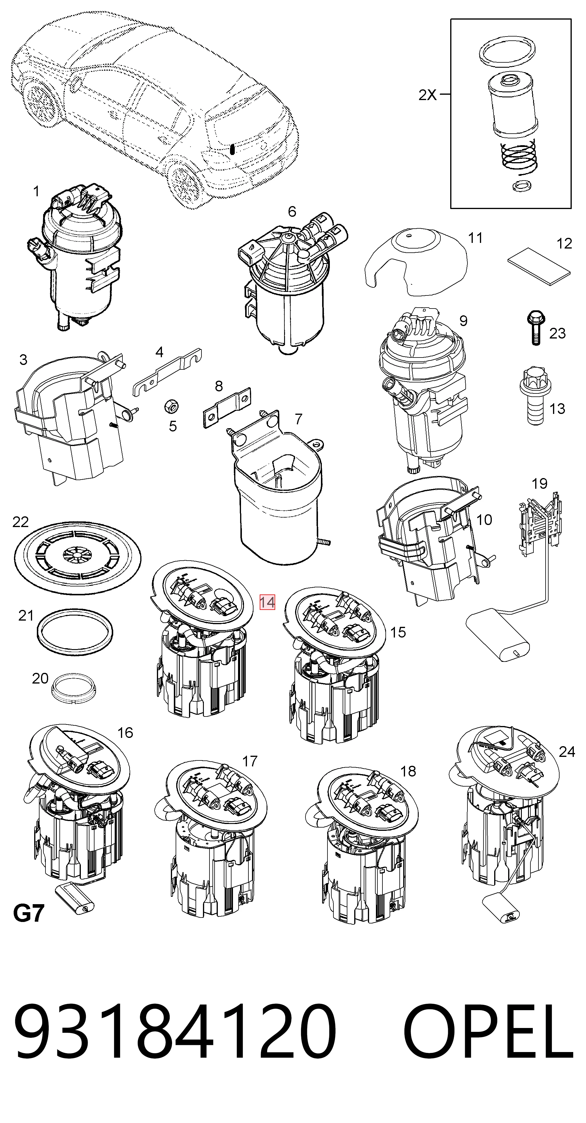 93184120 Opel Unidad de alimentación de combustible