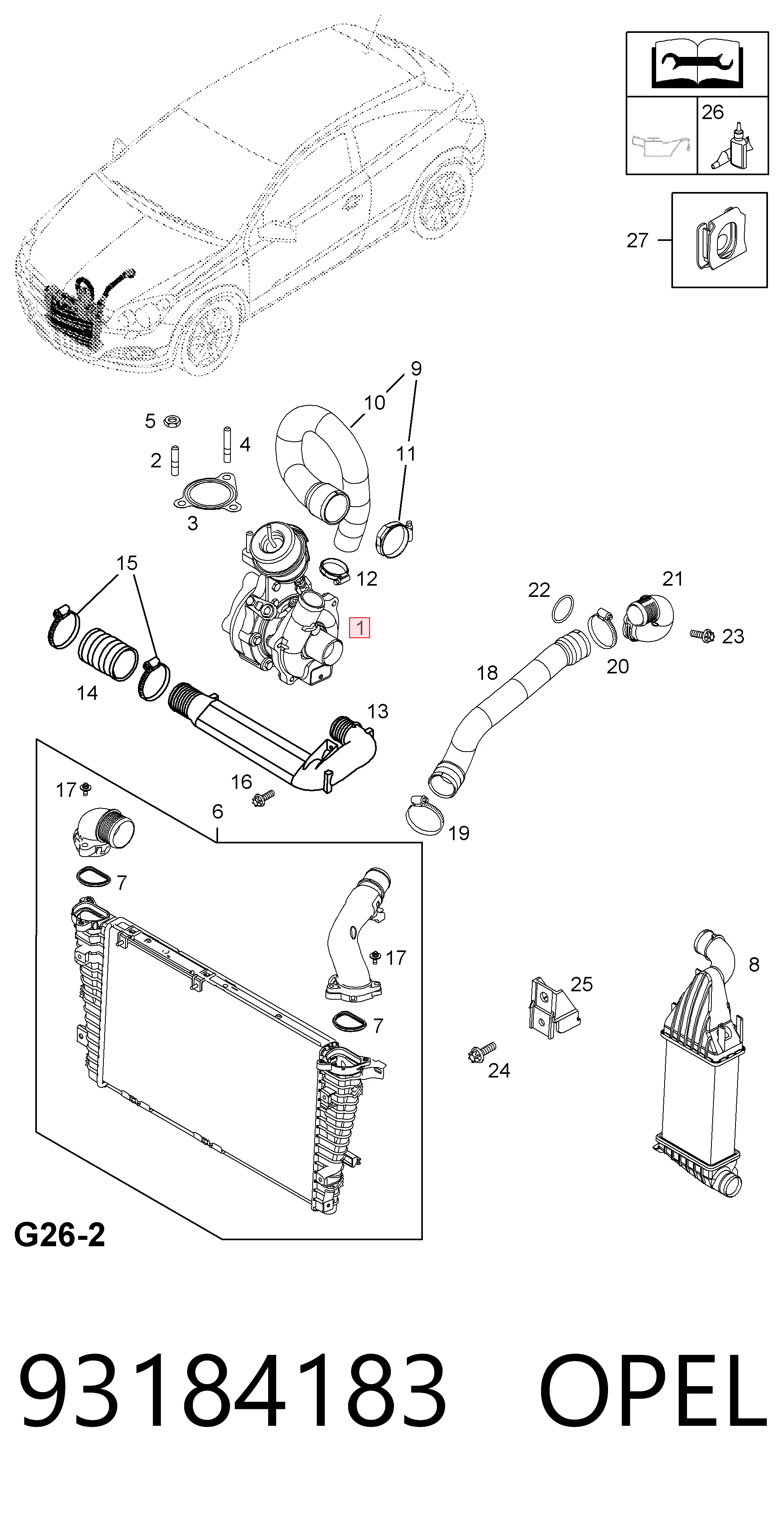 93184183 Opel Turbo para motor