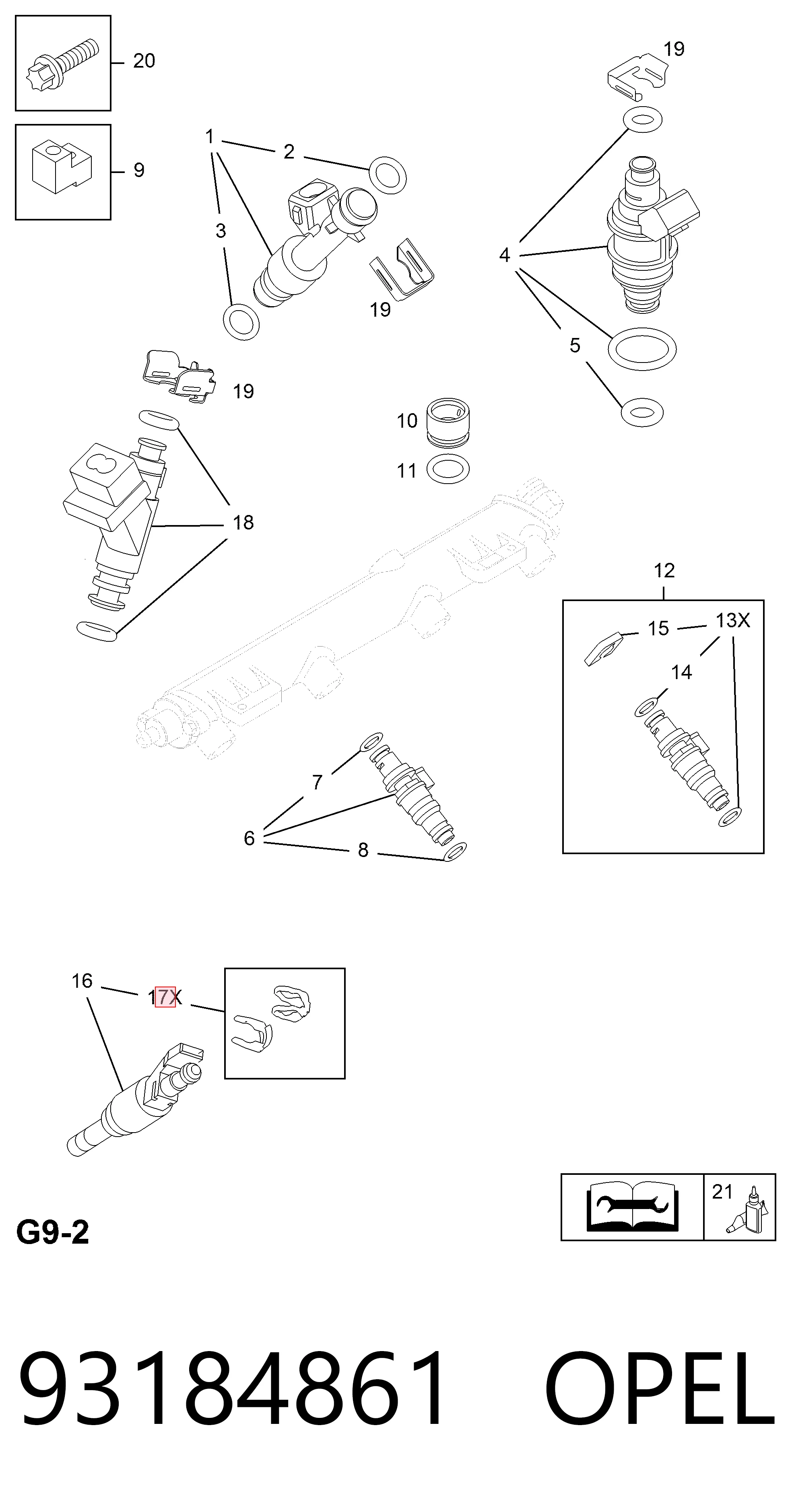 93184861 Opel Kit de reparación del inyector