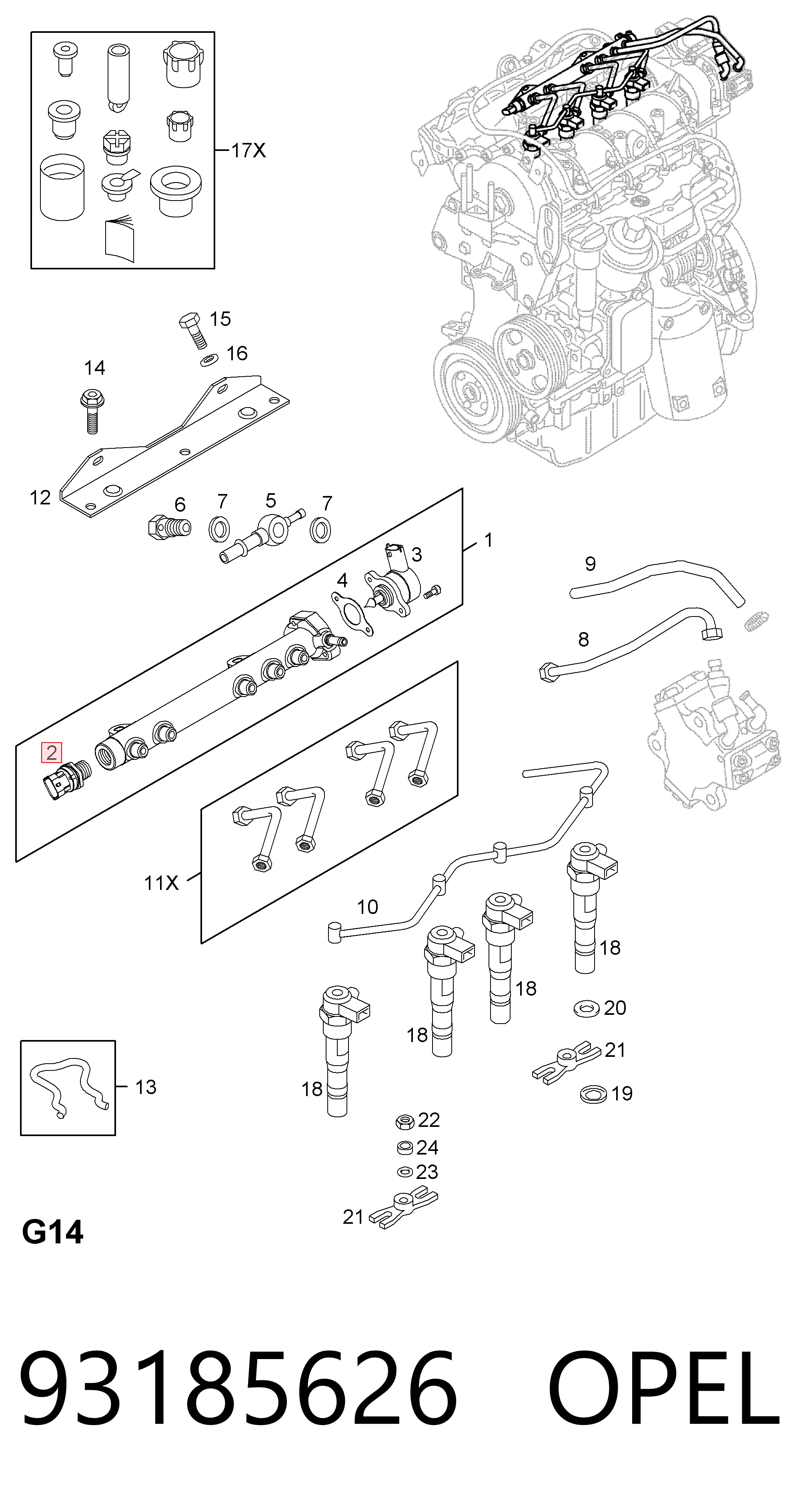 Sensor de la presión del combustible Vectra sedán (2002-2008) original desde 62,44 €