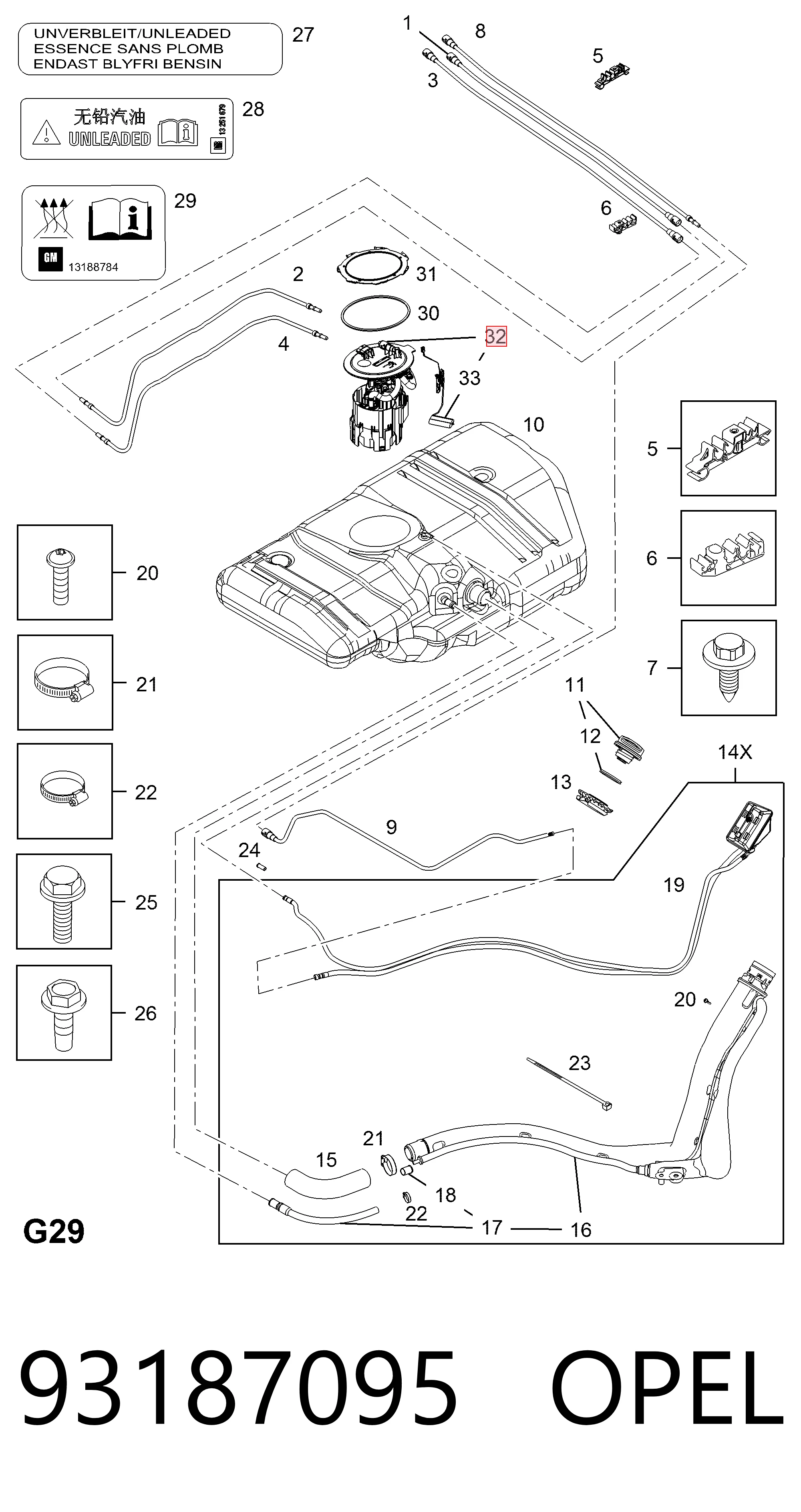 93187095 Opel Módulo de alimentación de combustible