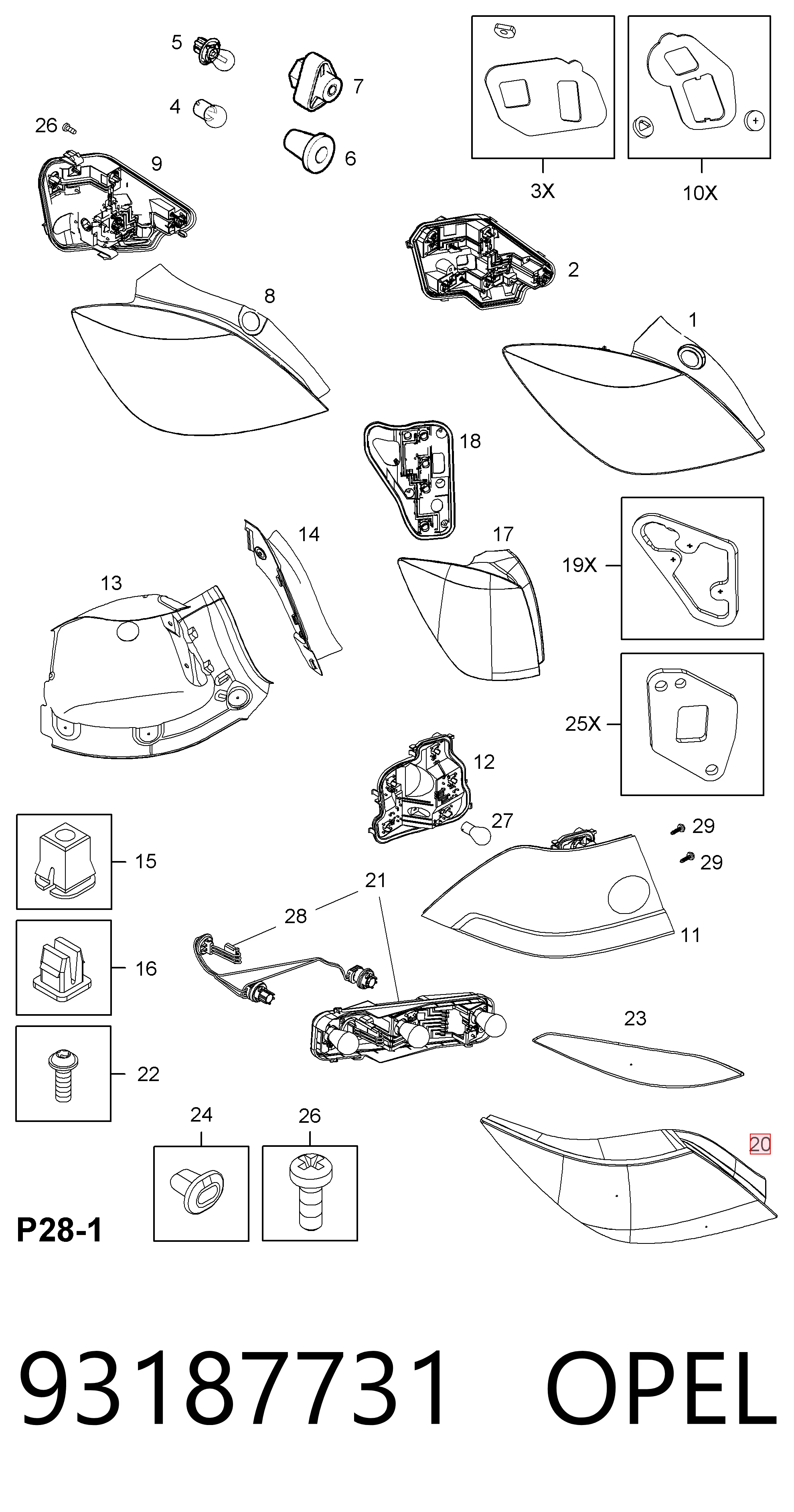 Piloto trasero derecho para Opel Astra L67