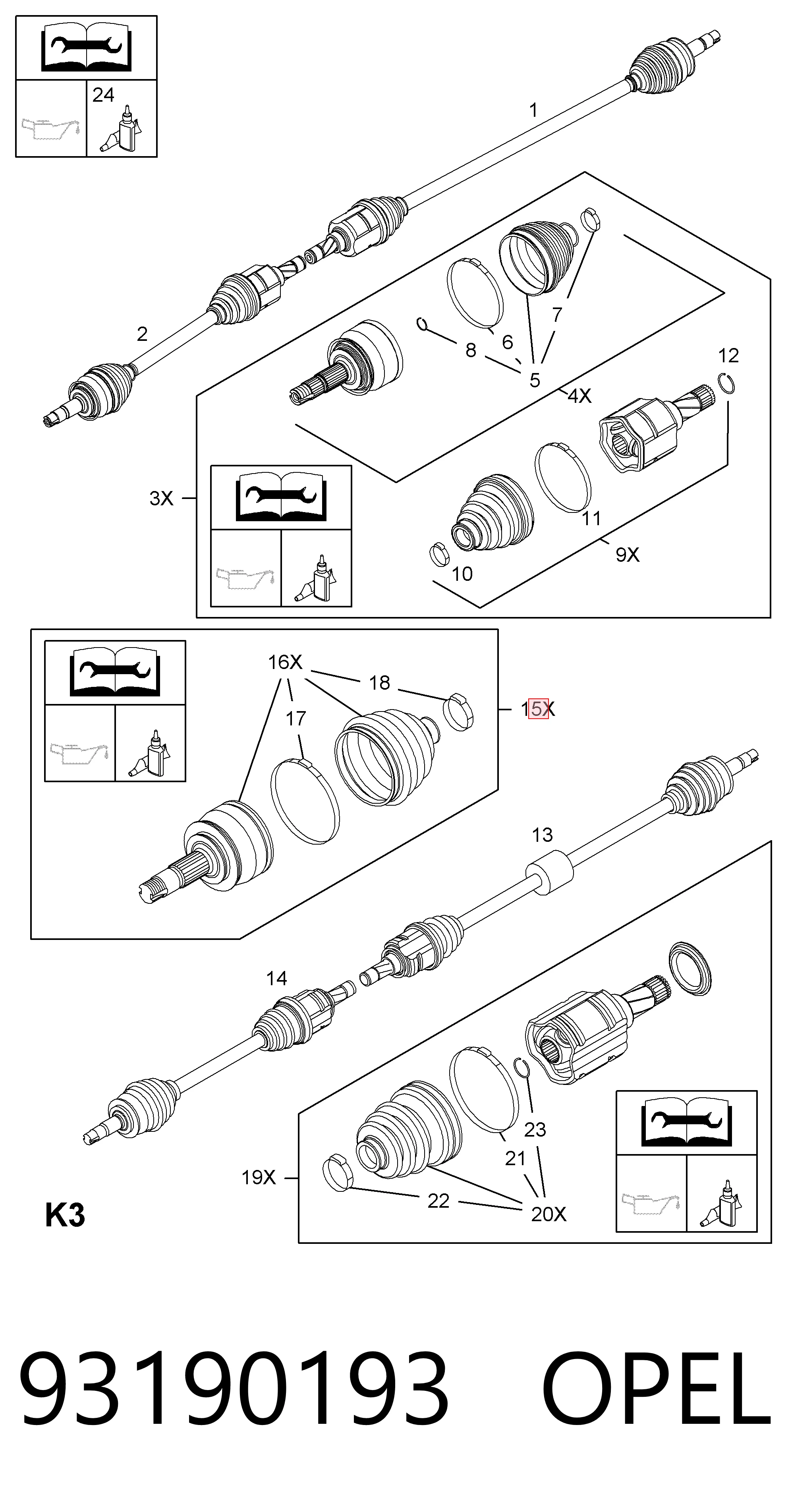 Junta homocinética exterior delantera para Opel Corsa (X15)