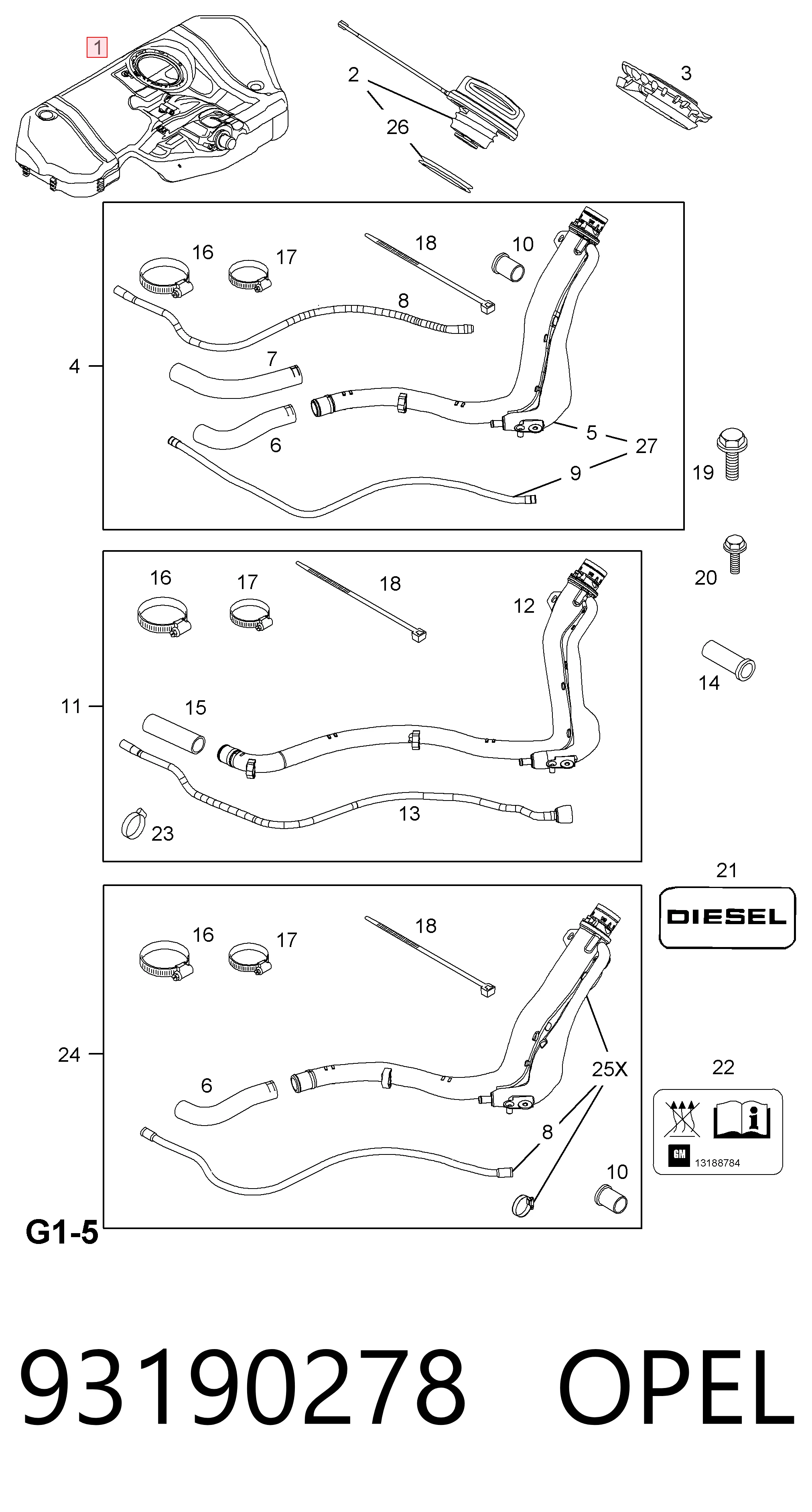 Tanque de combustible para Opel Astra H L35