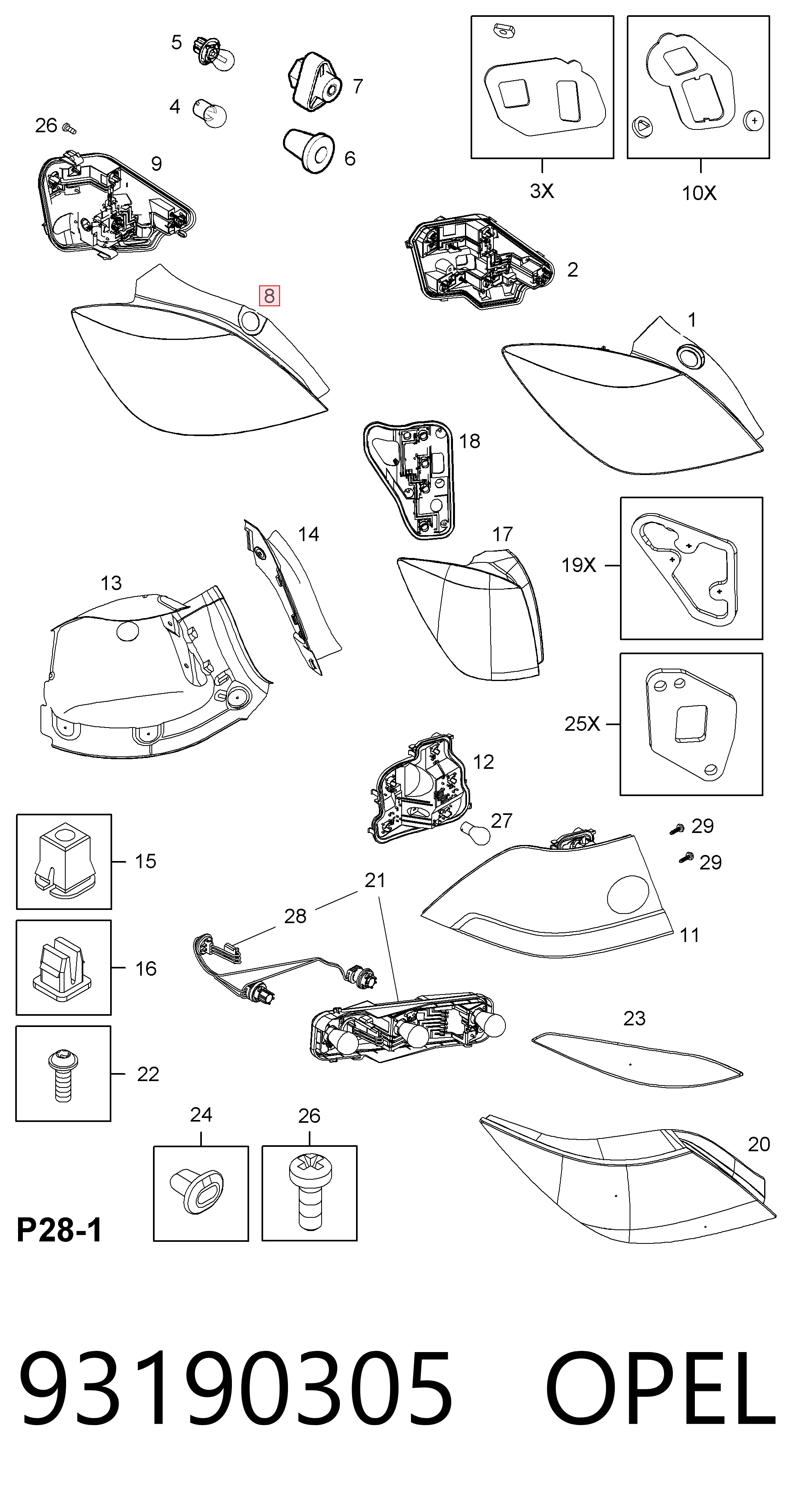 Piloto trasero derecho para Opel Astra A04