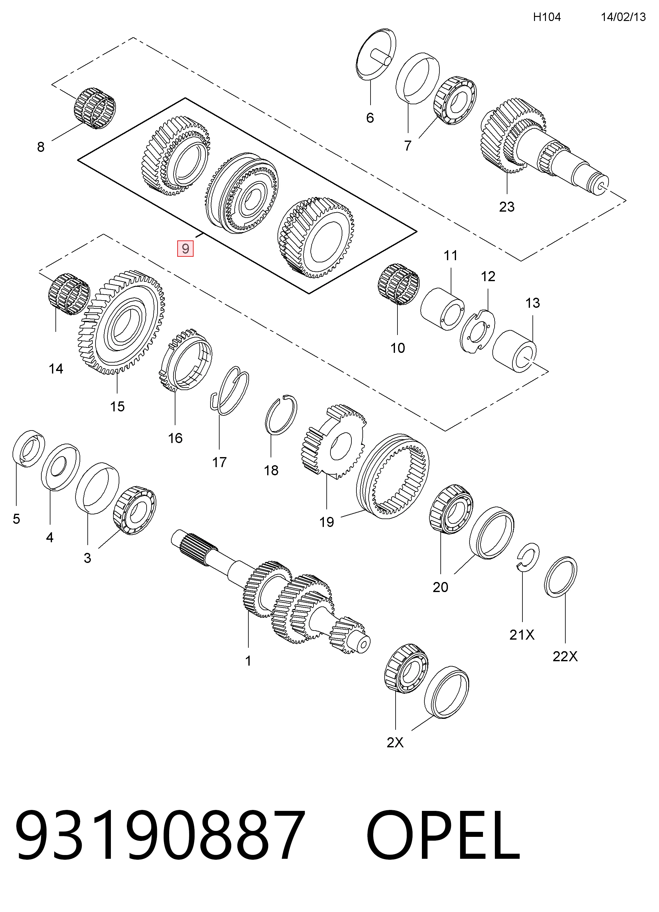 95522439 Peugeot/Citroen Piñón conductor de tercera velocidad