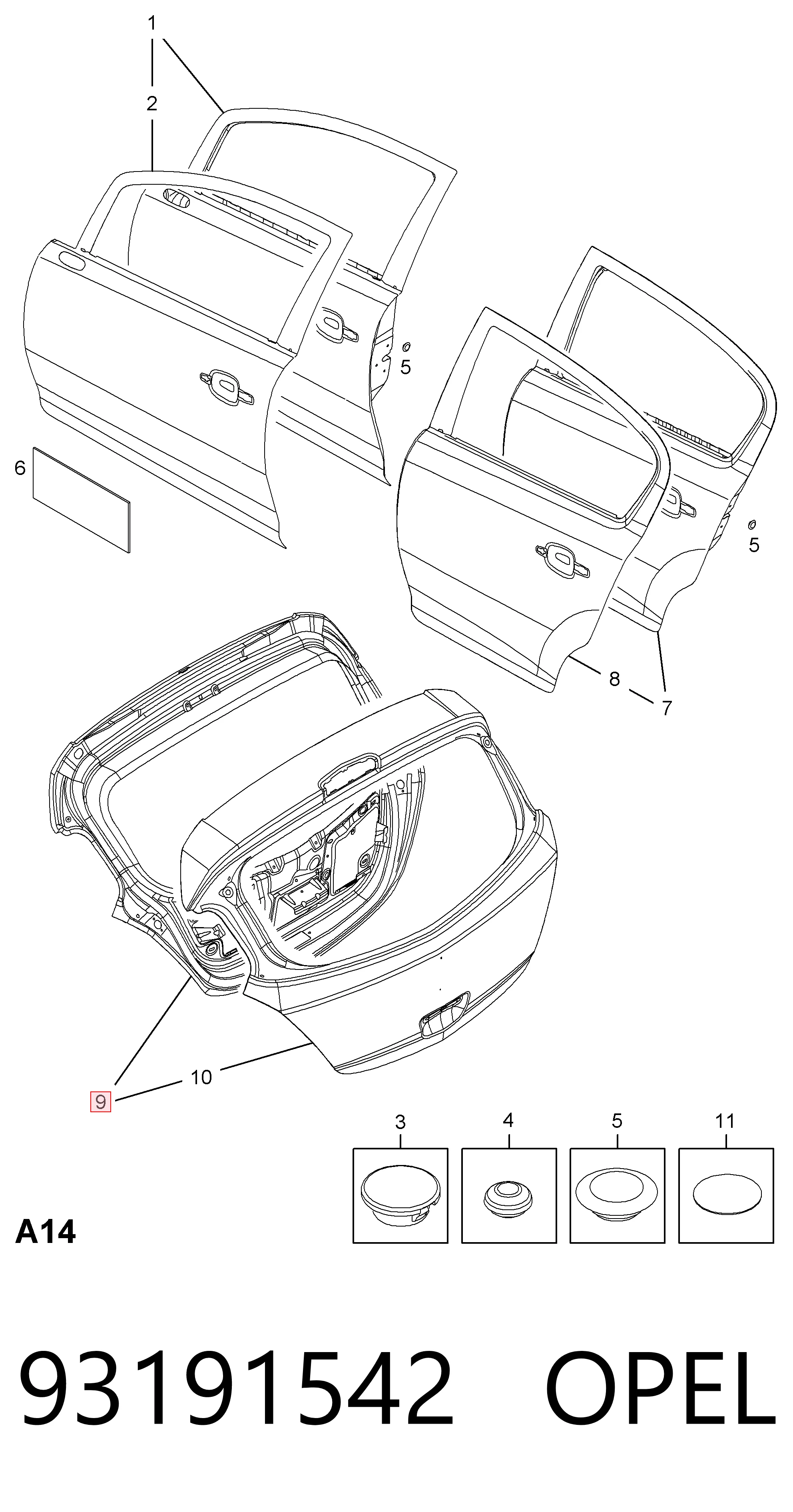 Porton trasero para Opel Corsa D S07