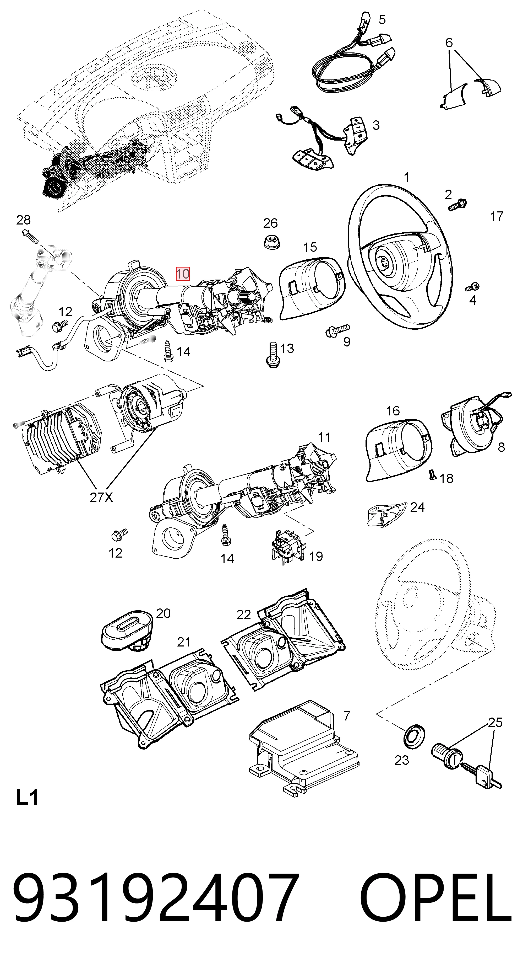 Columna de dirección Opel Meriva A monovolumen (2003 - 2010) precio, desde 117,61 EUR