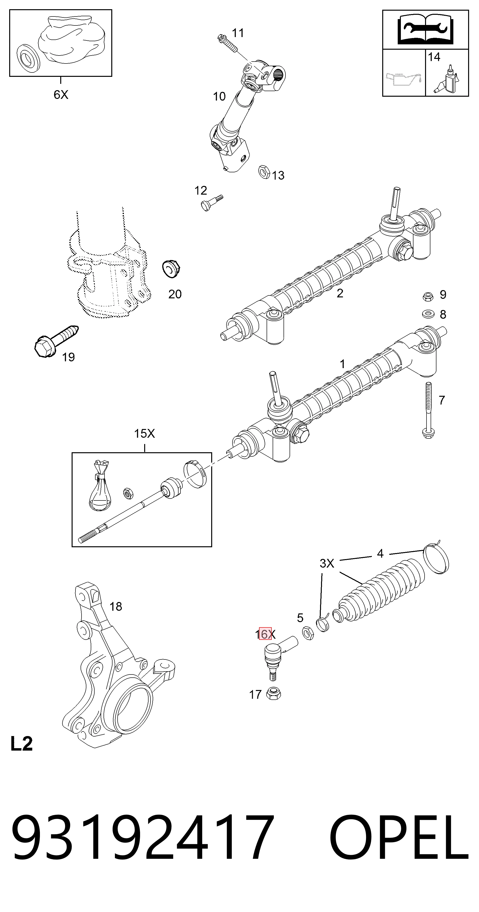 Rótulas de dirección para Opel Meriva  ()