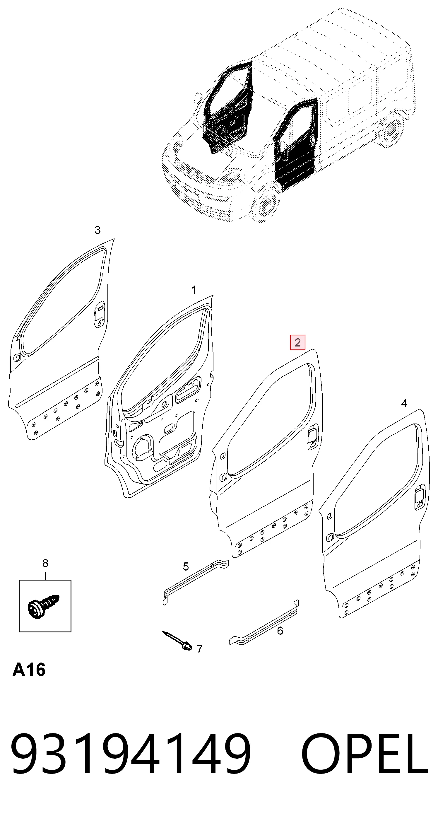 Puerta delantera para Opel Vivaro A F7