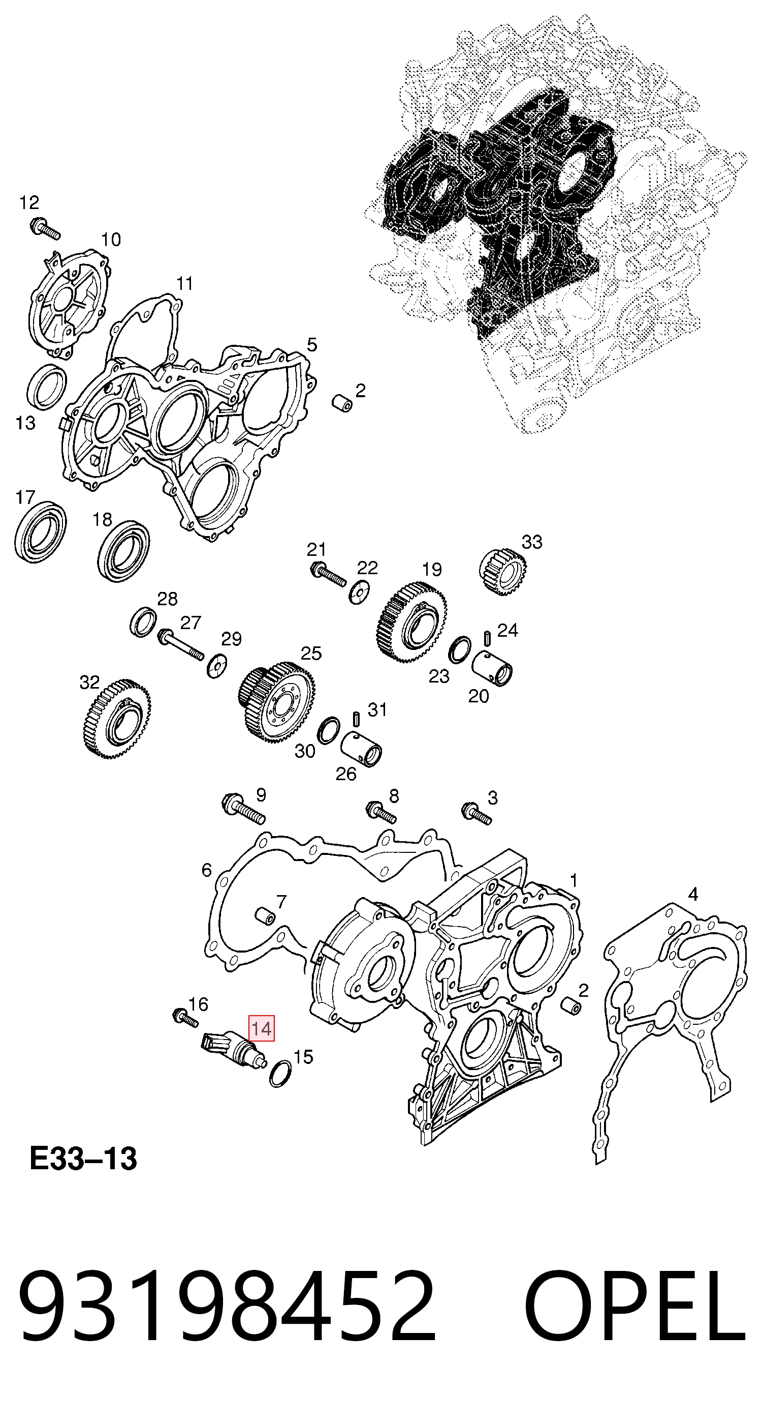 93198452 Opel Sensor posición arbol de levas