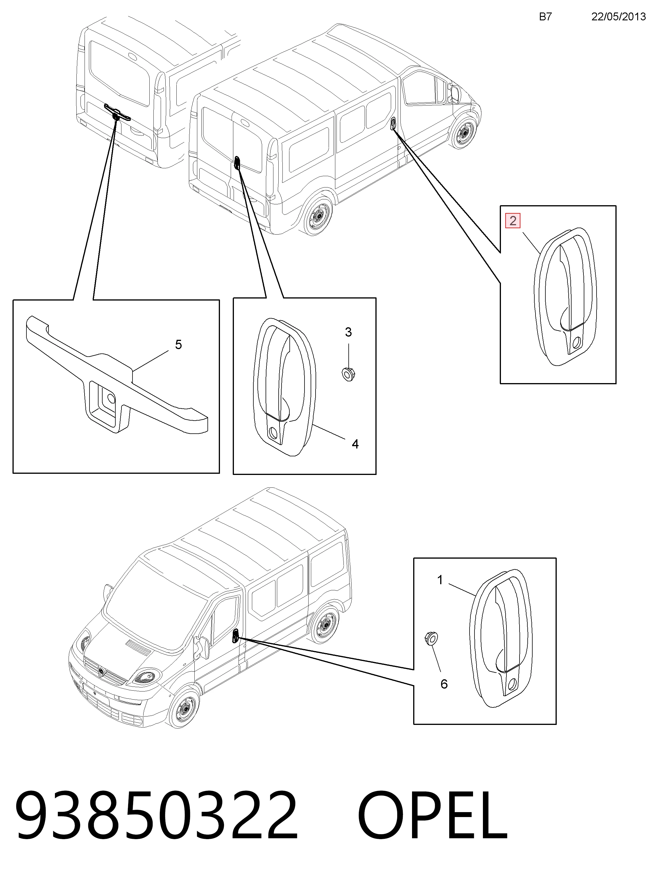 93850322 Opel Manija exterior izquierda de puerta corrediza