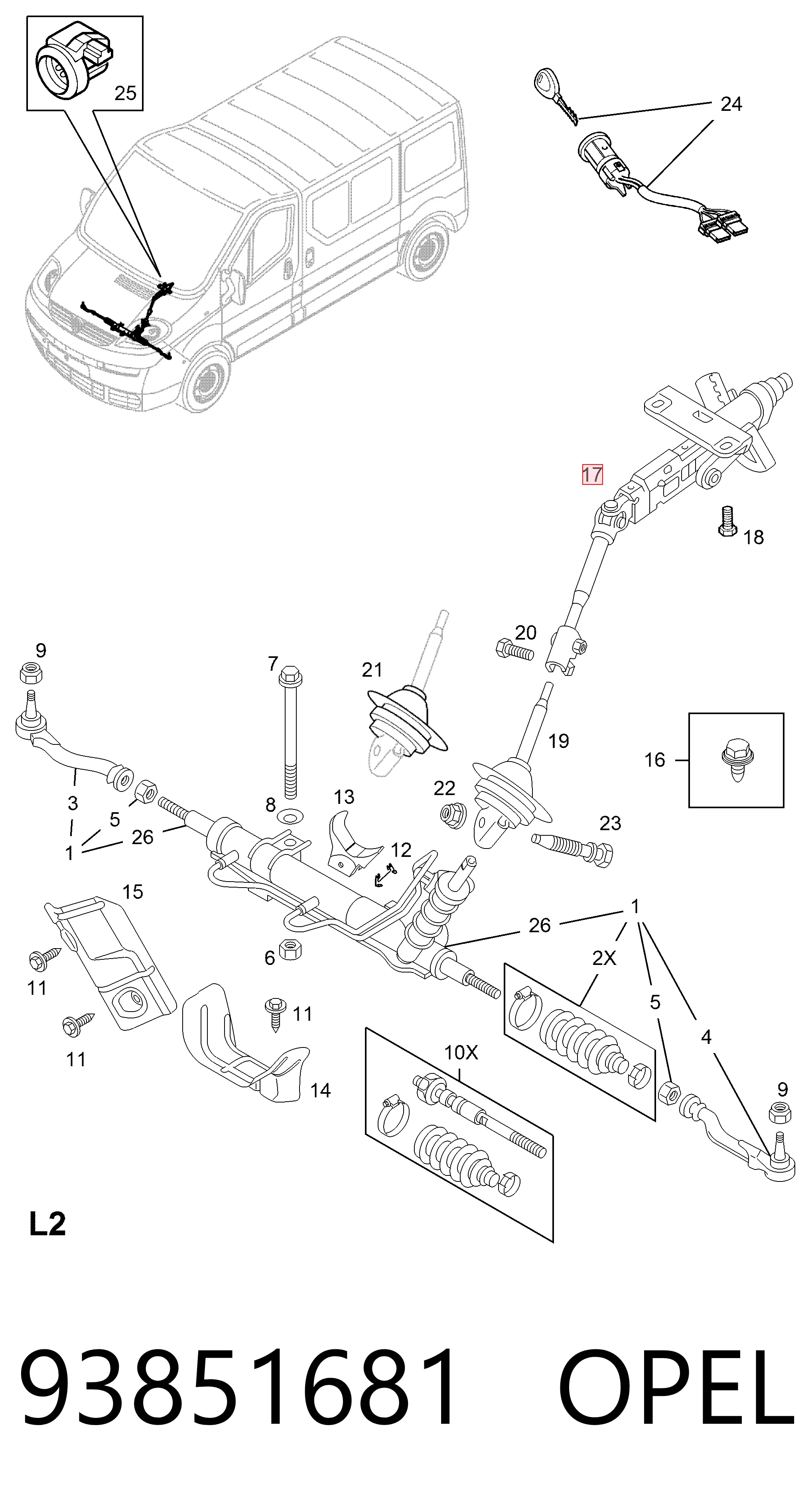 Columna de volante para Opel Vivaro A F7