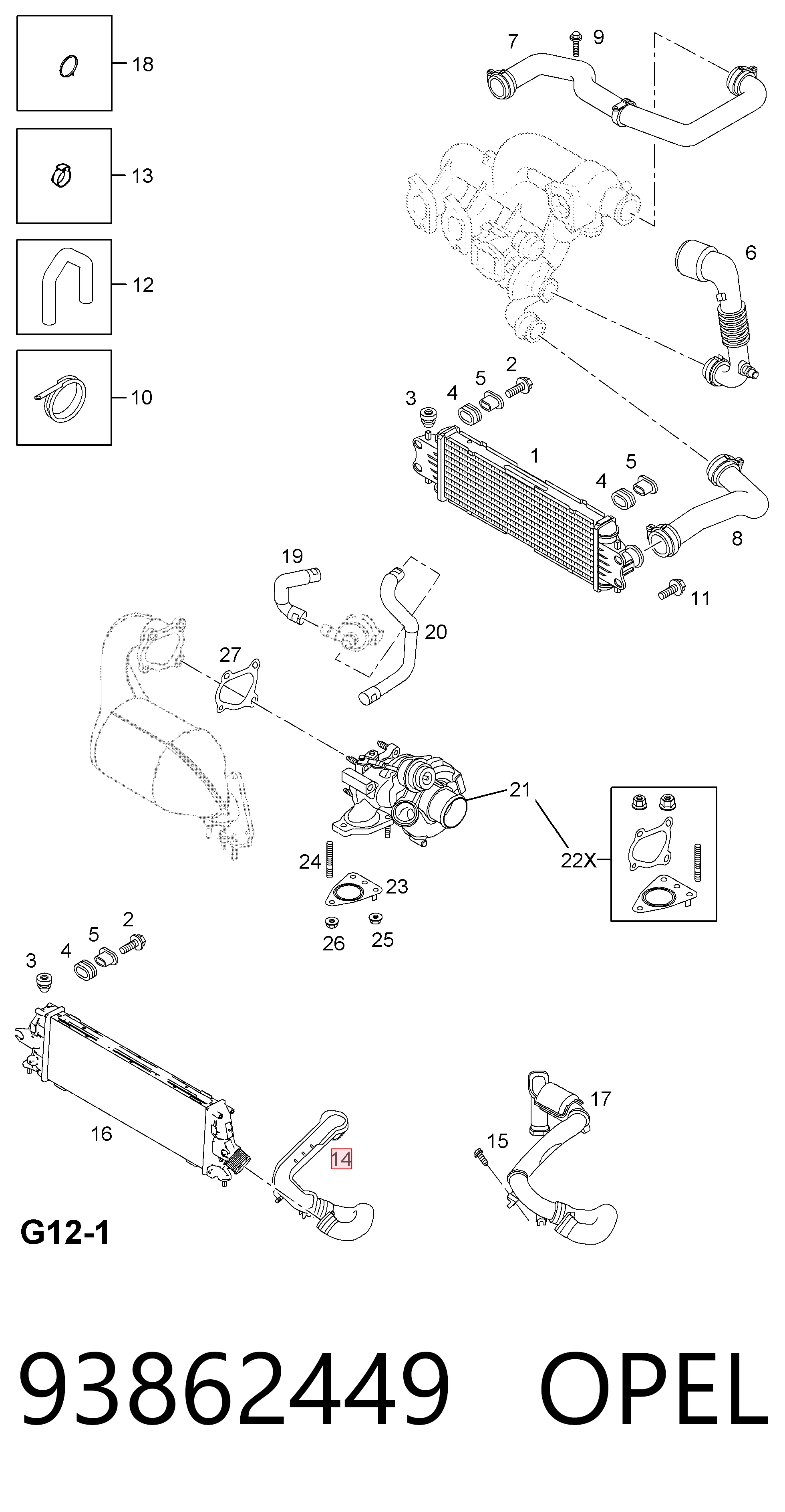 Tubo intercooler 93857913 General Motors