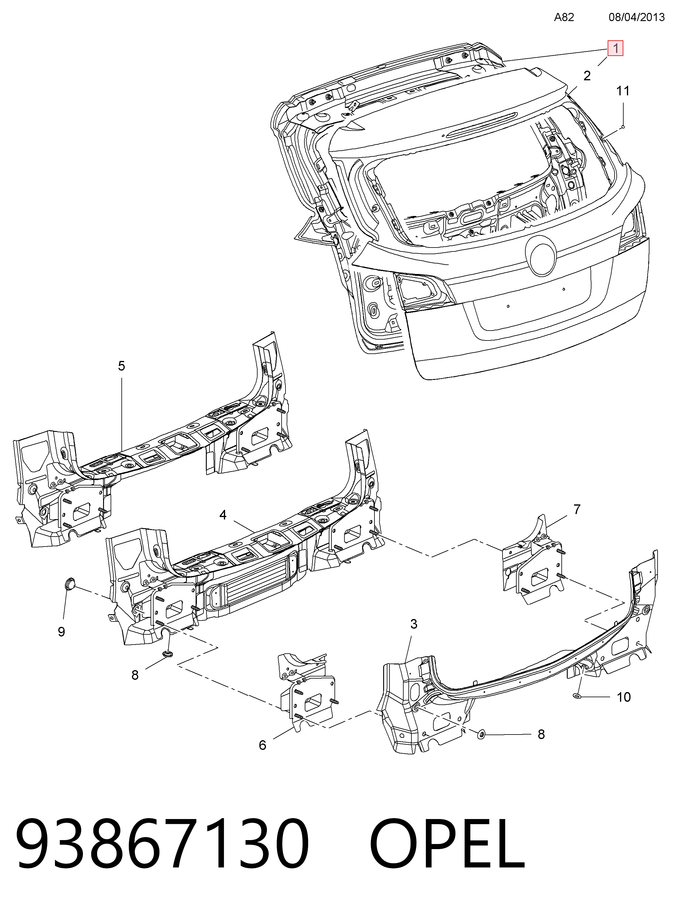 Porton trasero Opel Astra (2010-2015)
