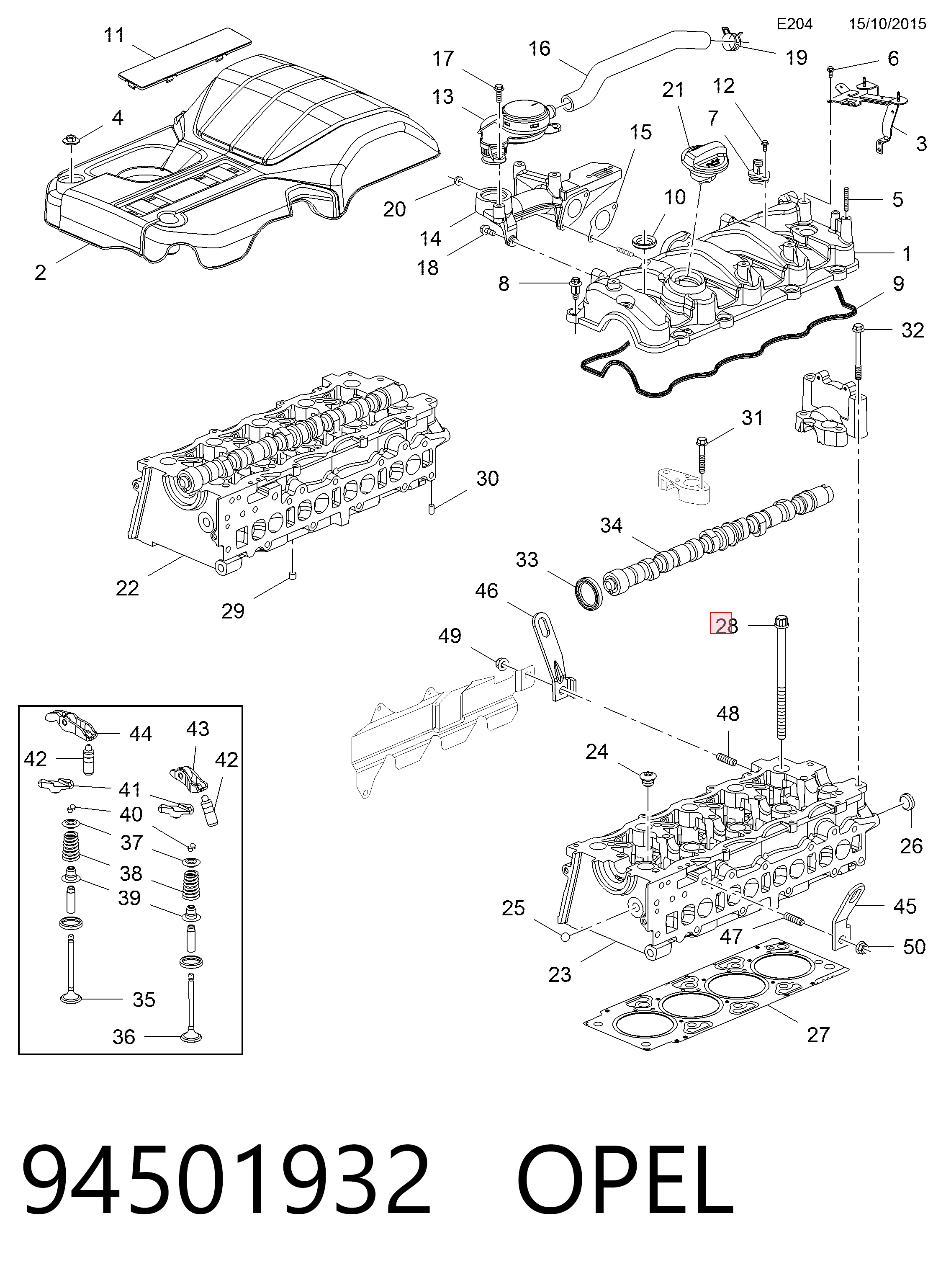 Tornillo de culata 94501932 OPEL