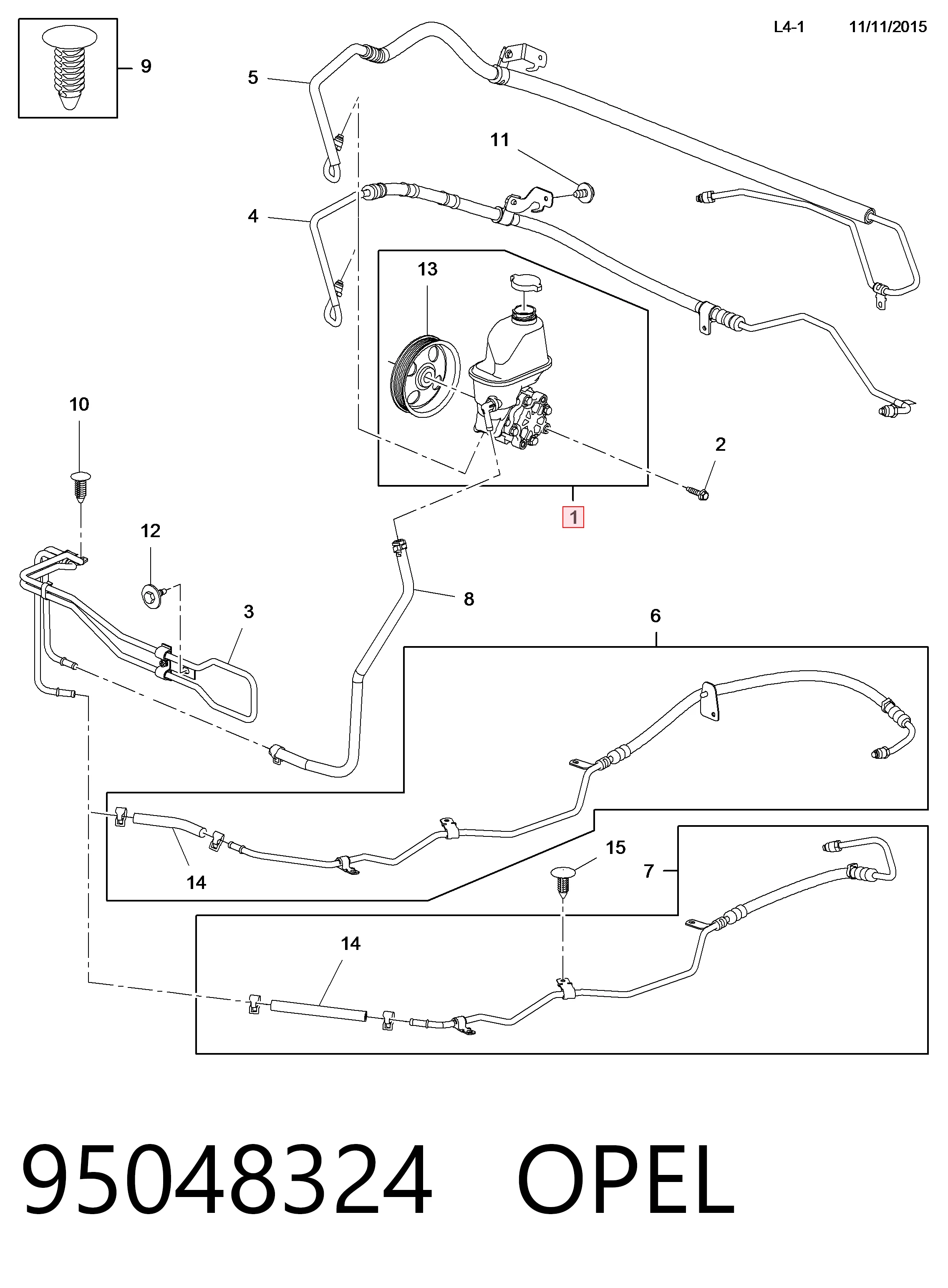 95048324 Opel Bomba hidráulica de dirección