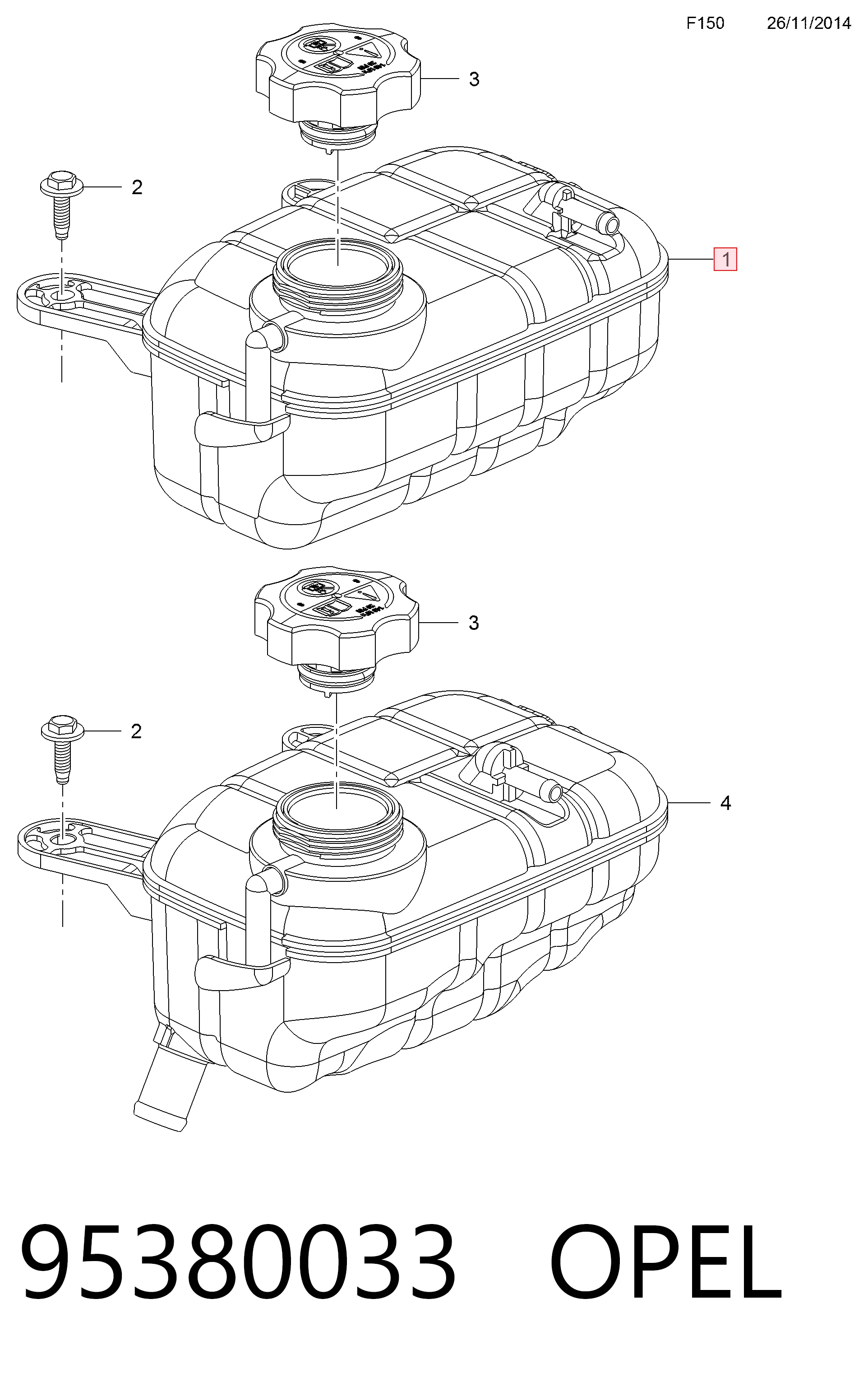 95380033 Opel Depósito de expansión