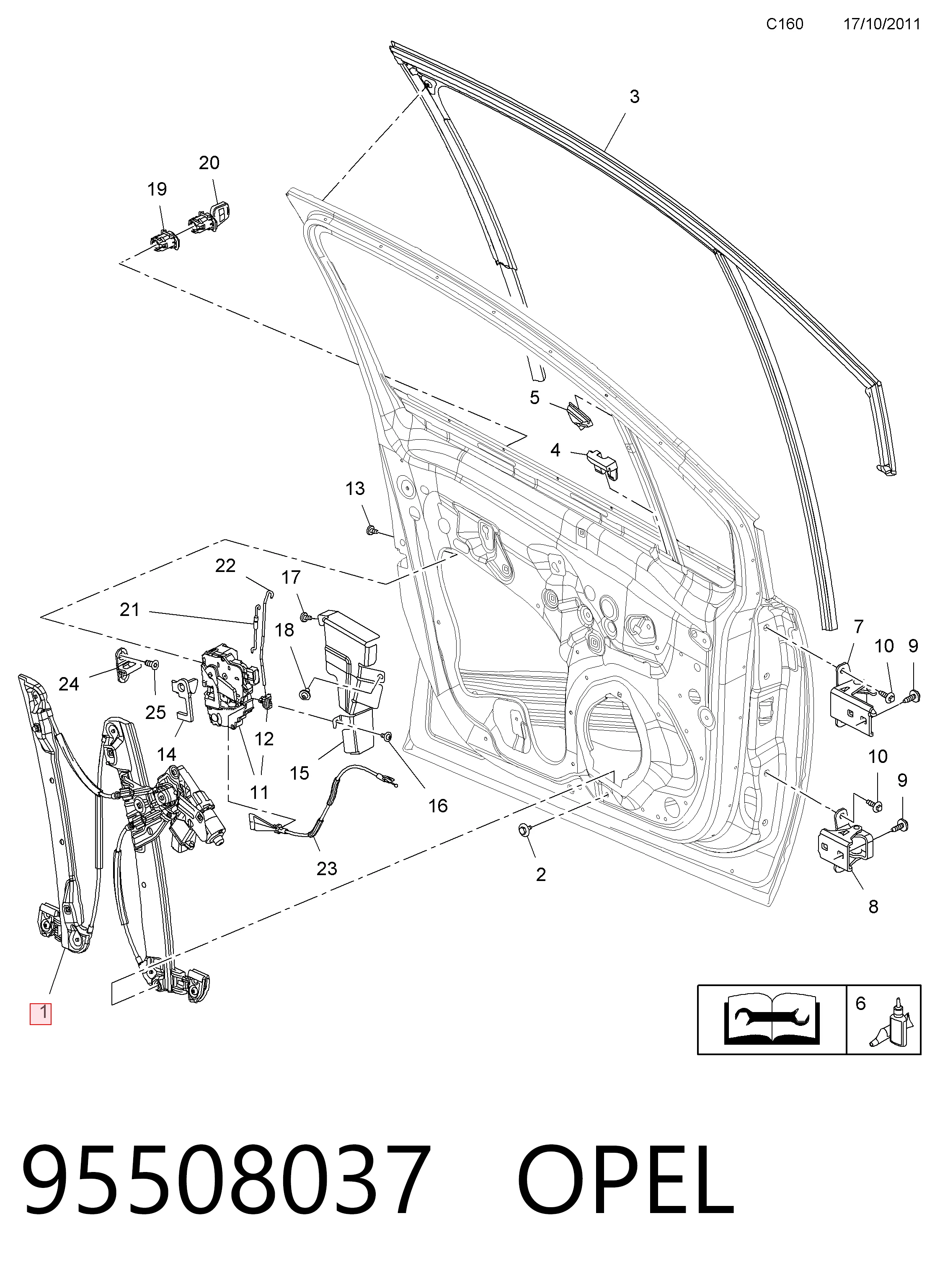 Comprar 95508037 General Motors Mecanismo de elevalunas delantero izquierdo