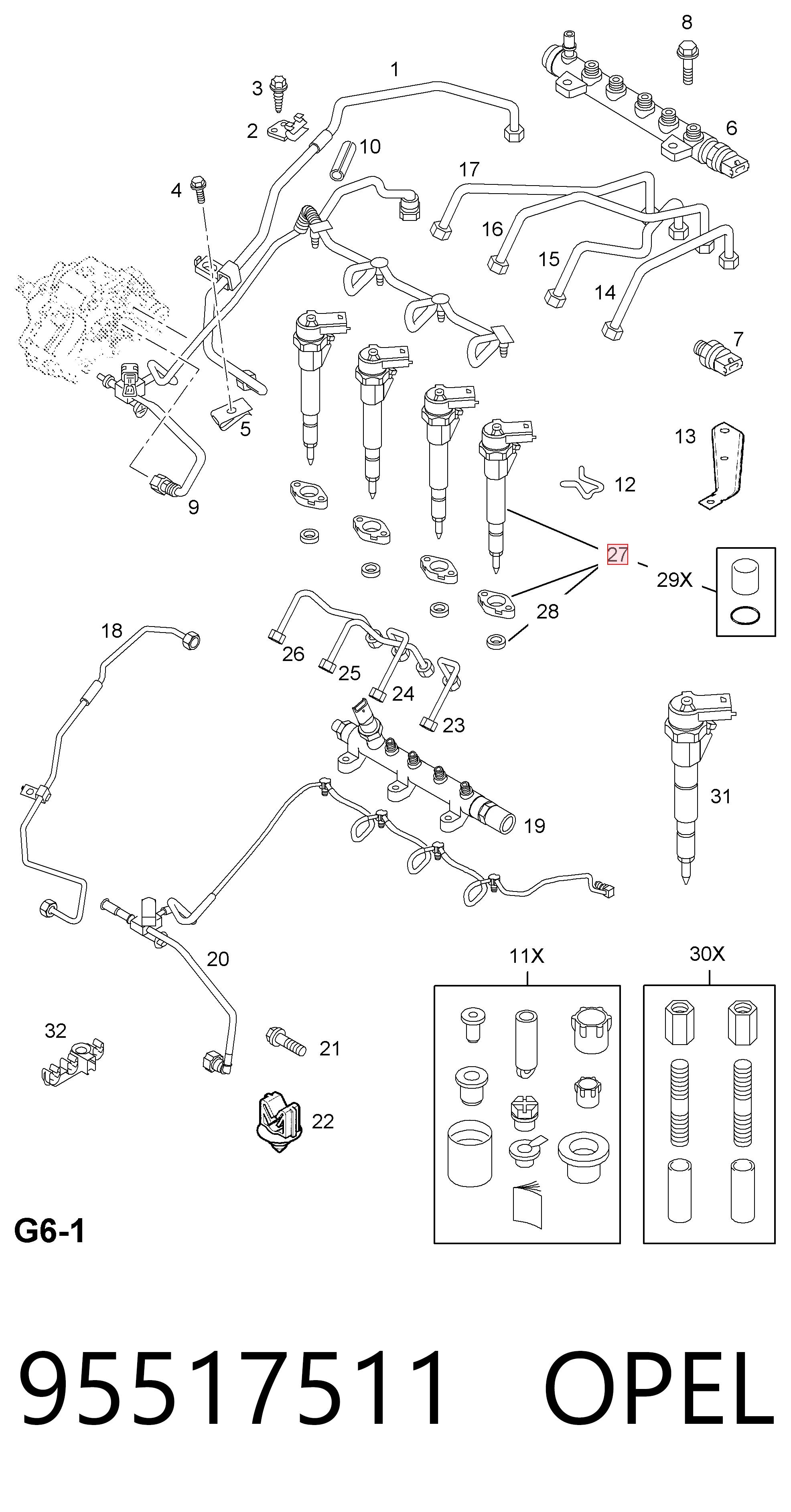 Inyector 95517511 OPEL