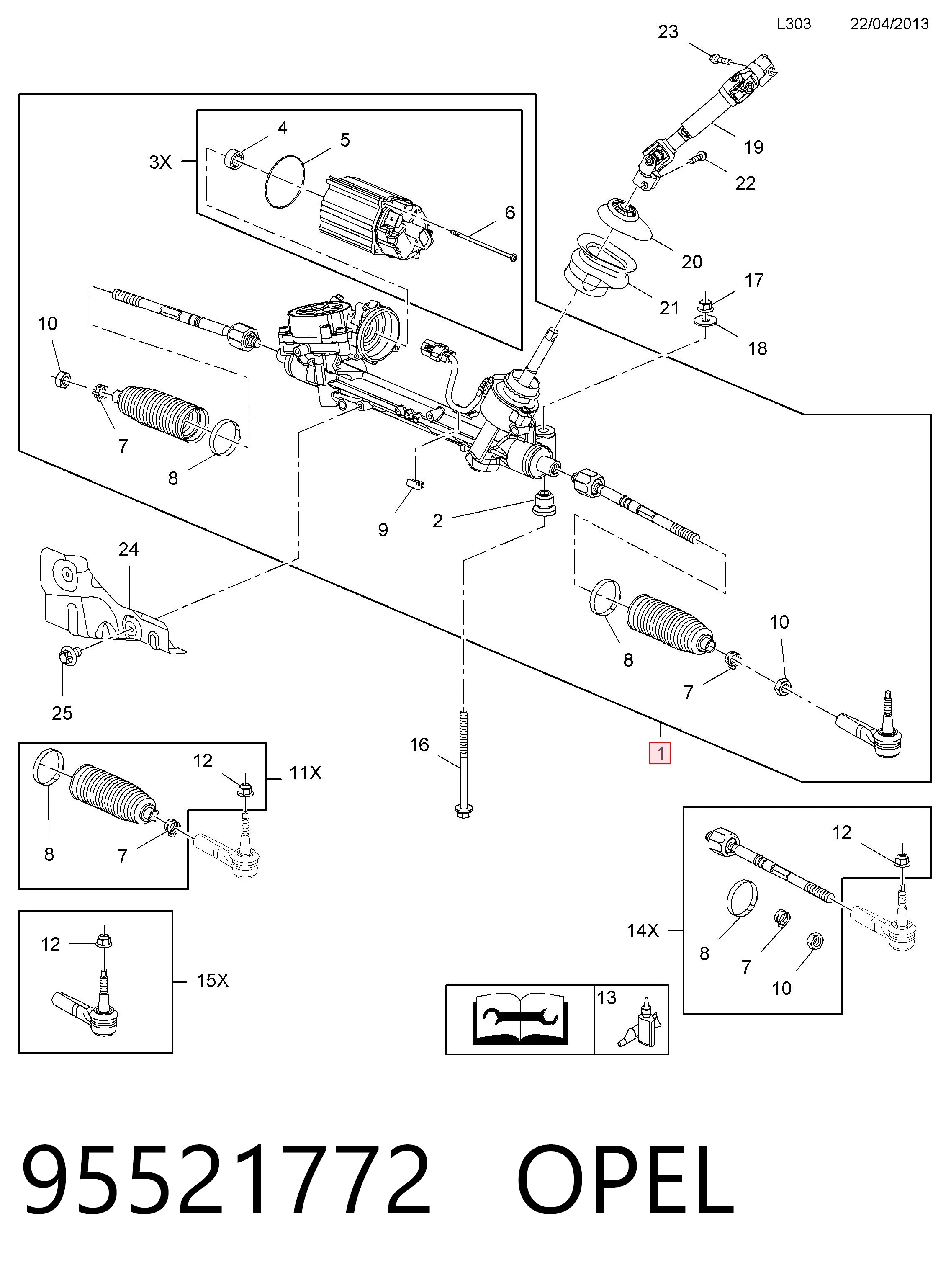 Cremallera de dirección OPEL 95521772