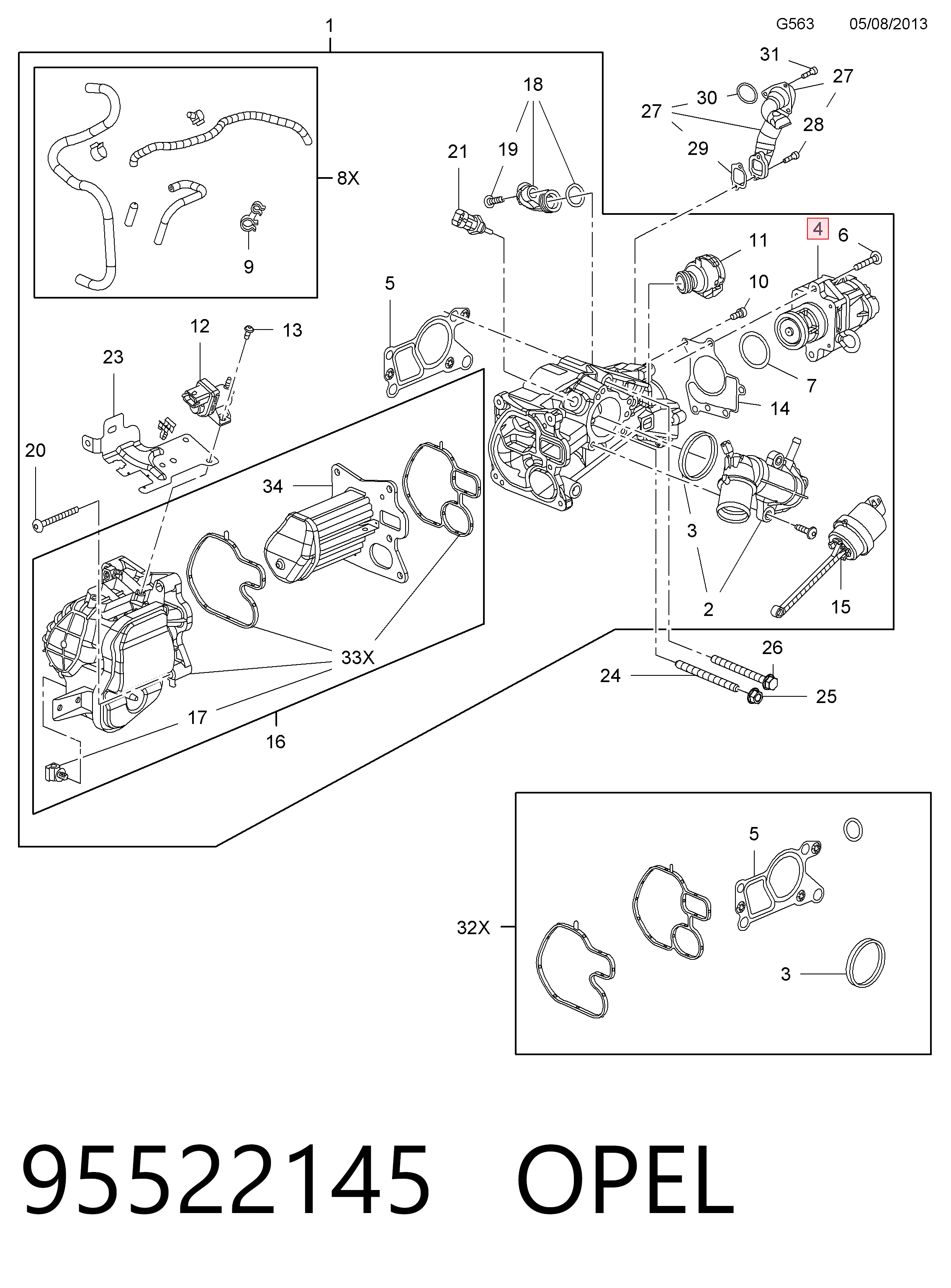 95522145 Opel Válvula EGR