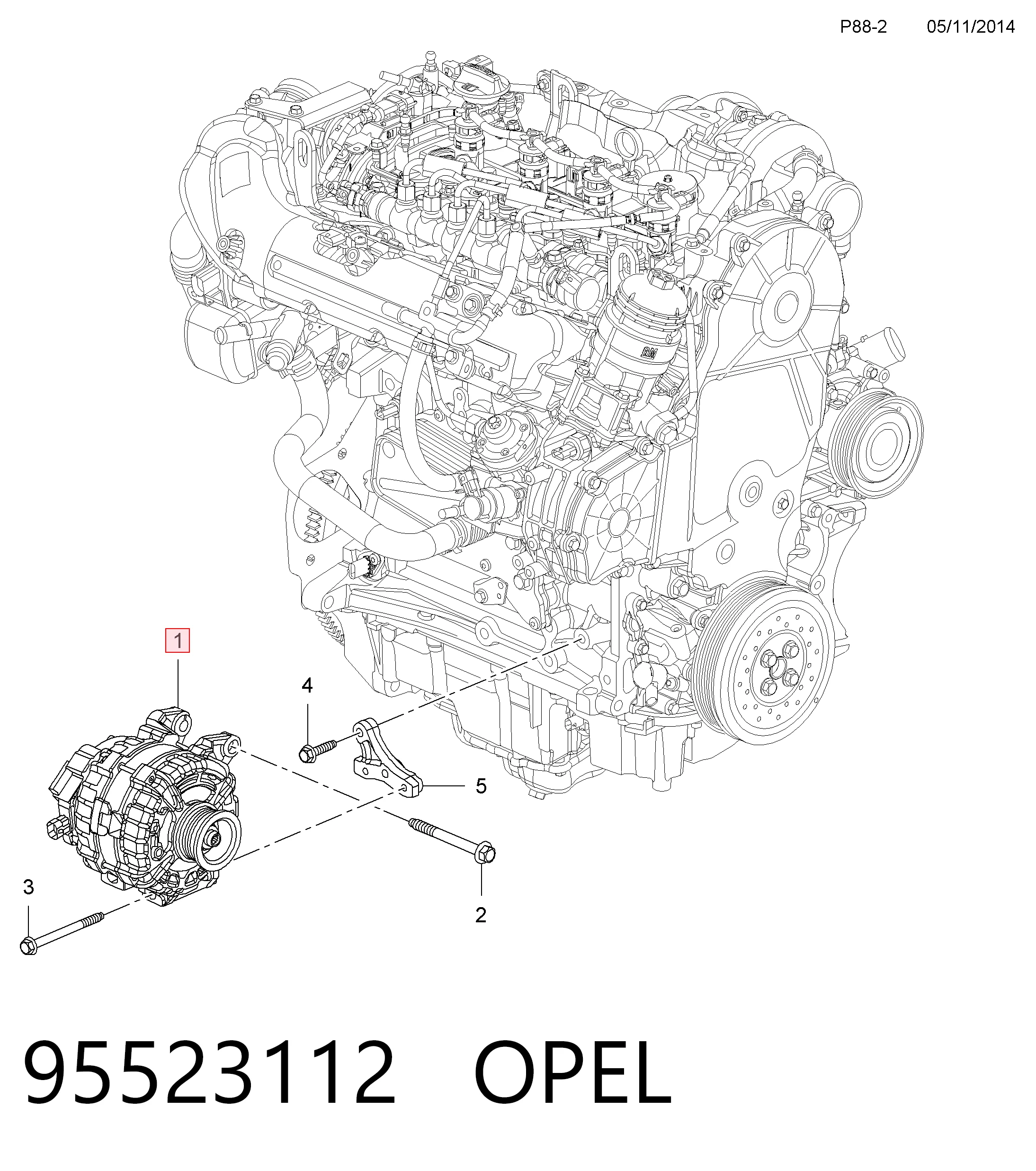95523112 Opel Alternador de coche