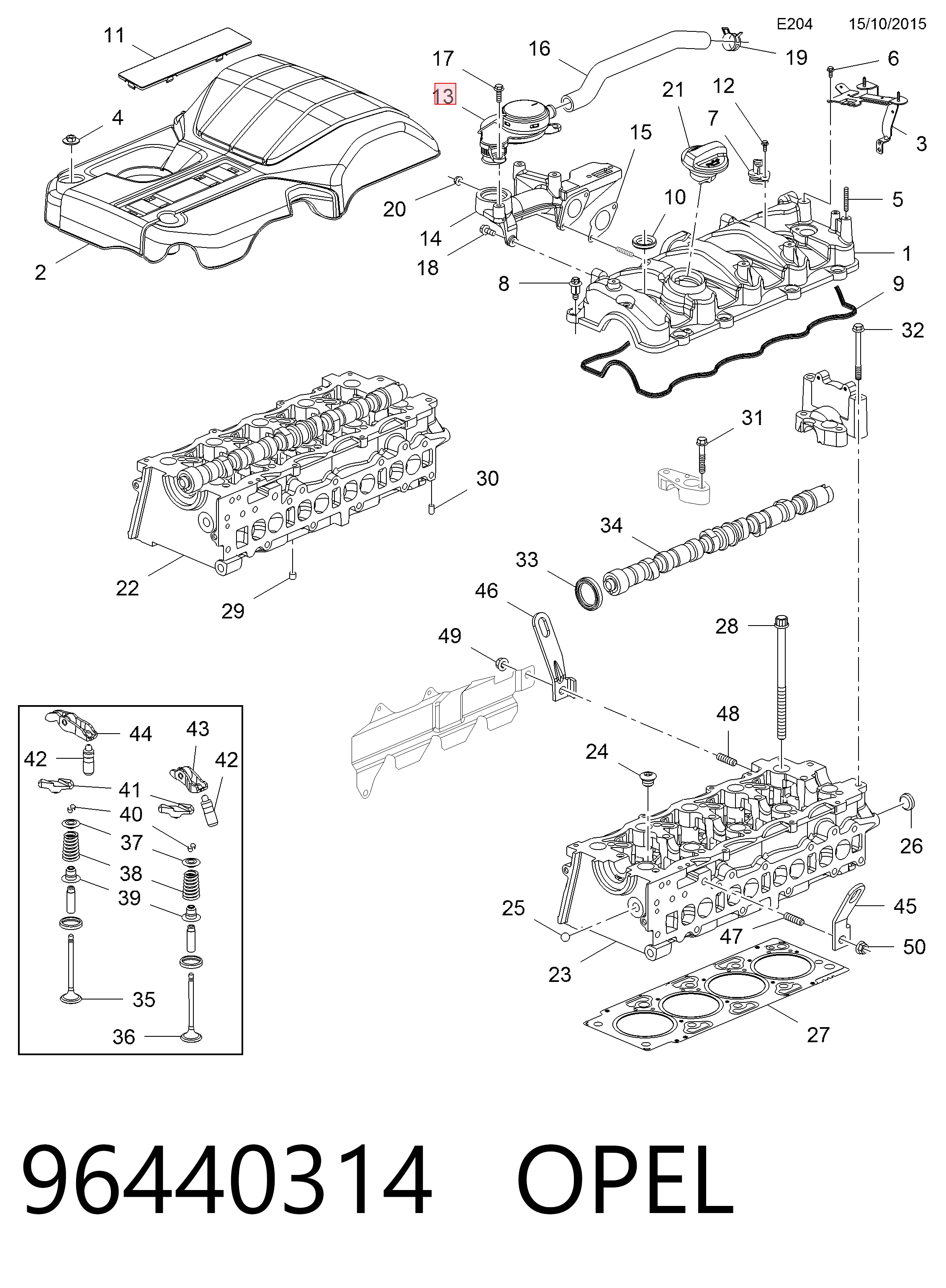 96440314 Opel Válvula de ventilación del cárter