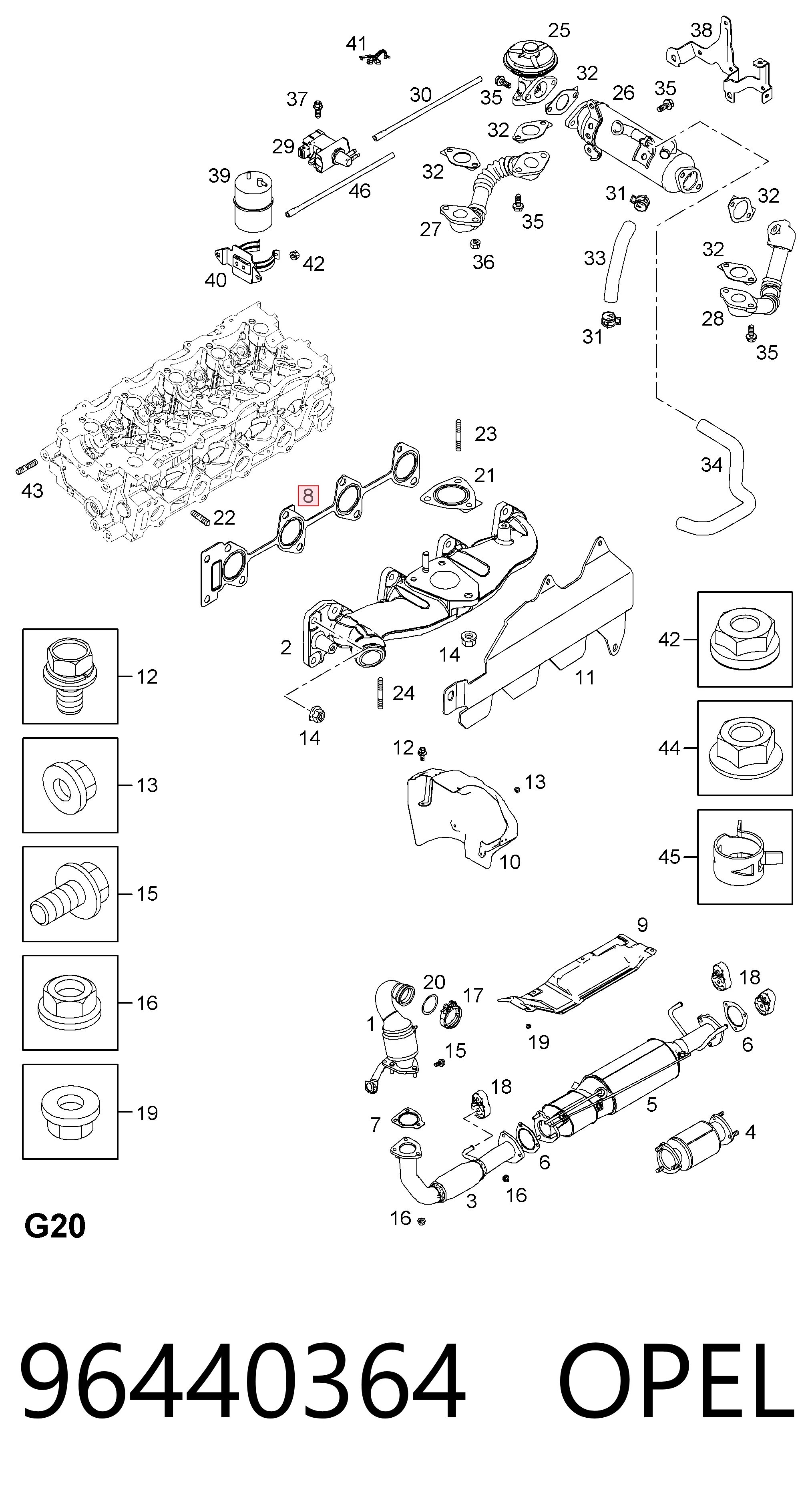 Junta colector escape para Chevrolet Epica V250