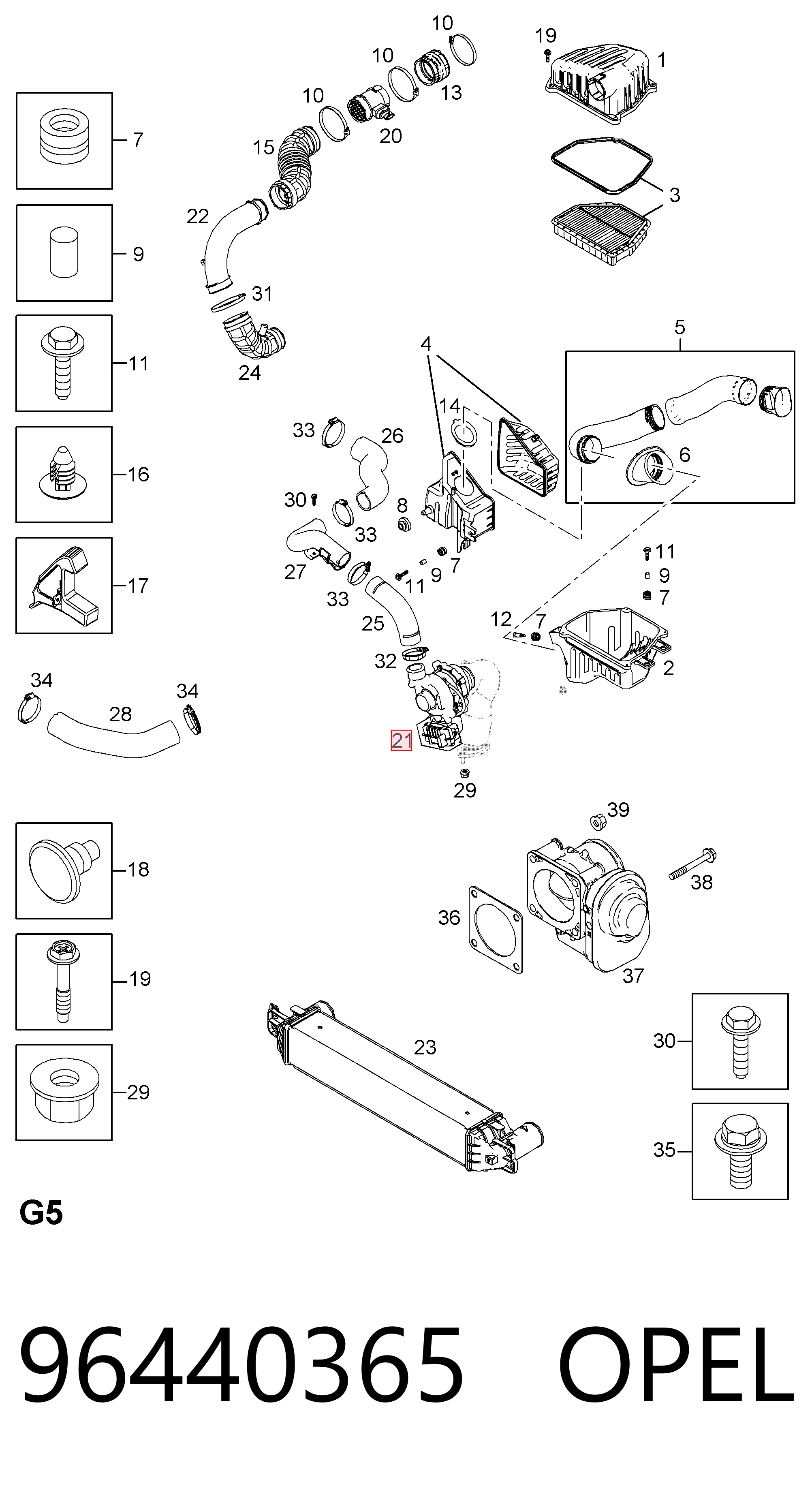 96440365 Opel Turbo para motor