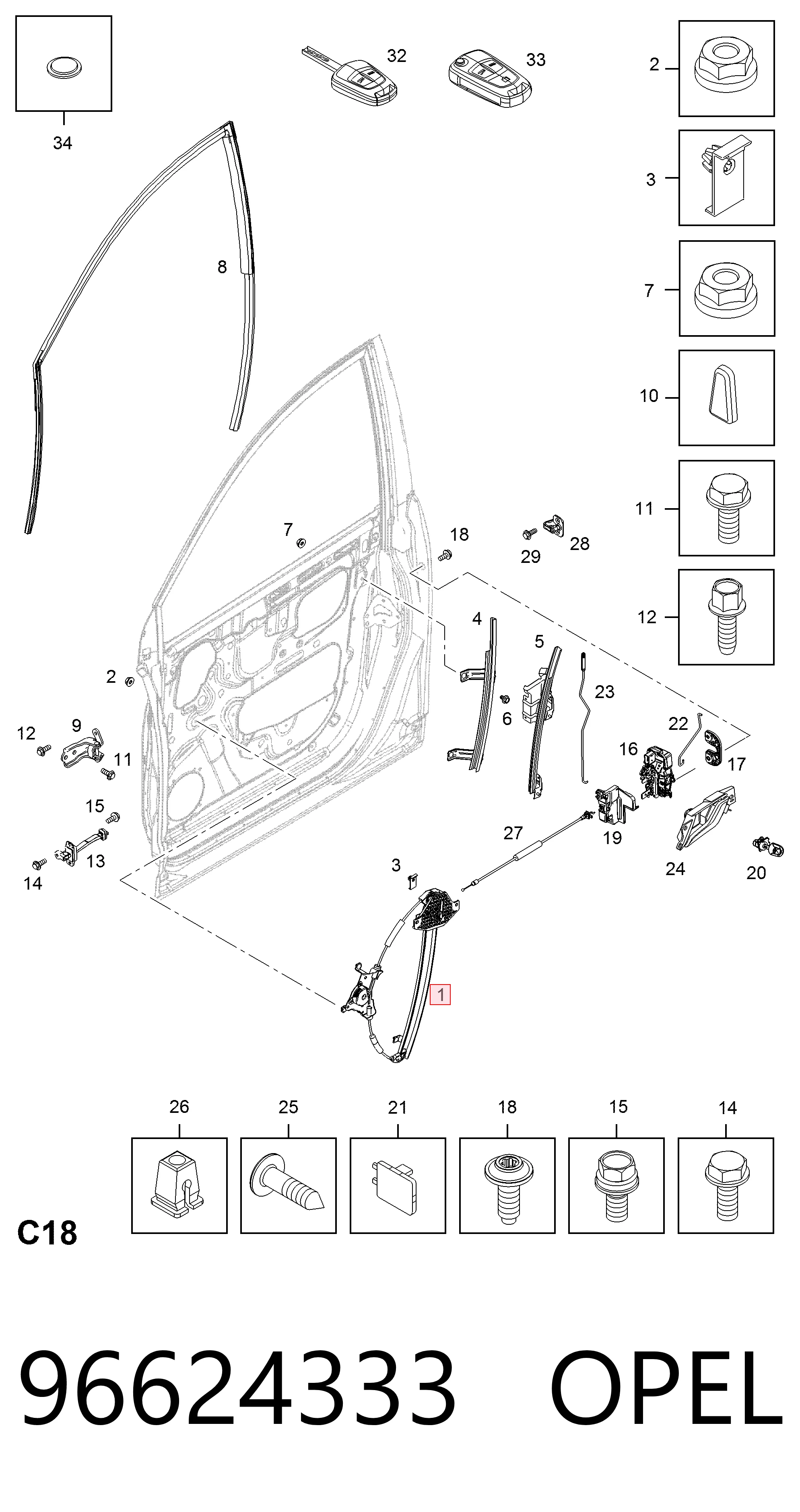 Mecanismo de elevalunas delantero derecha Chevrolet Captiva II SUV (C140) (2011 - 2026) precio, desde 53,55 EUR