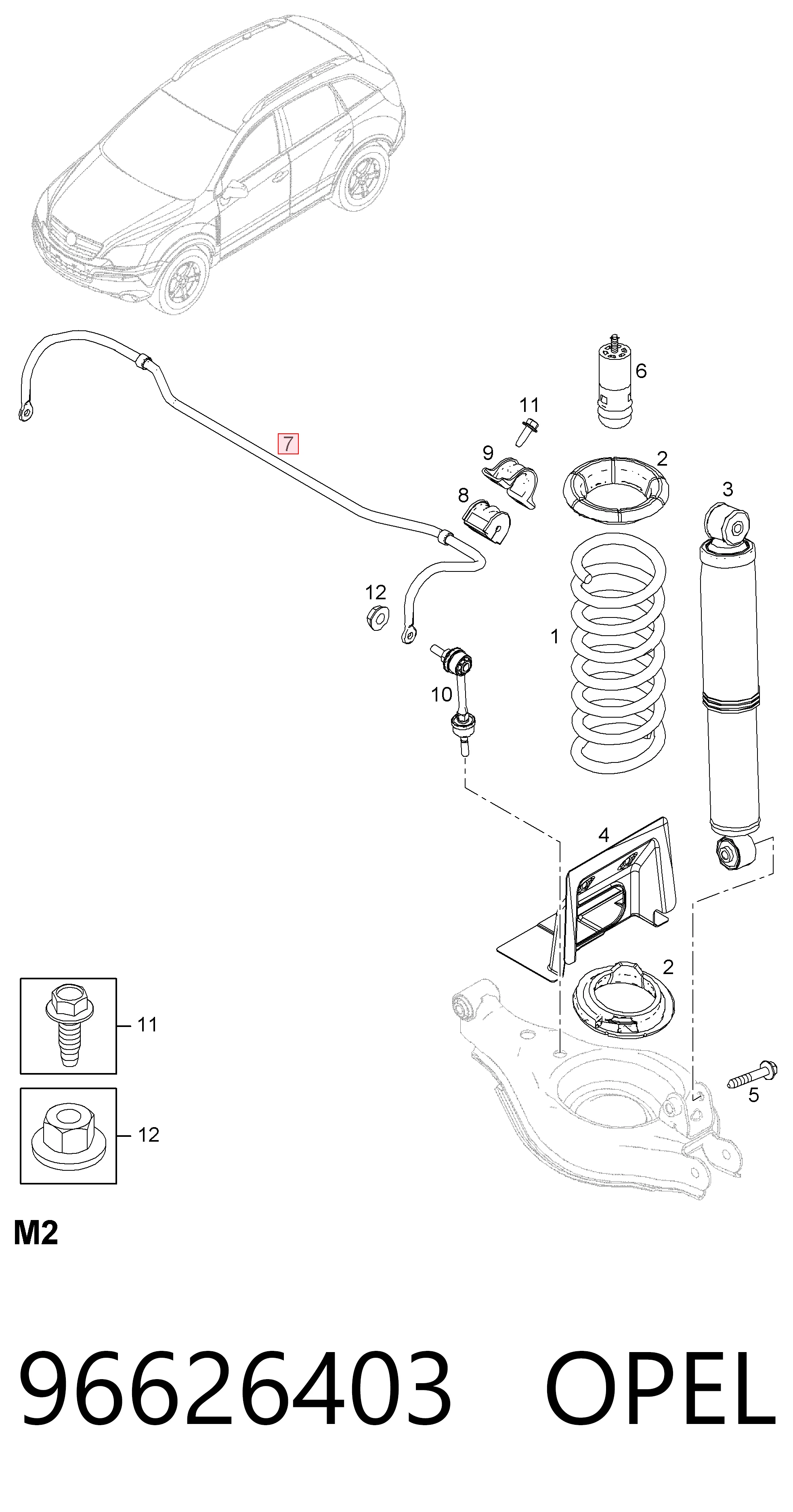 Estabilizador trasero para Chevrolet Captiva I C100