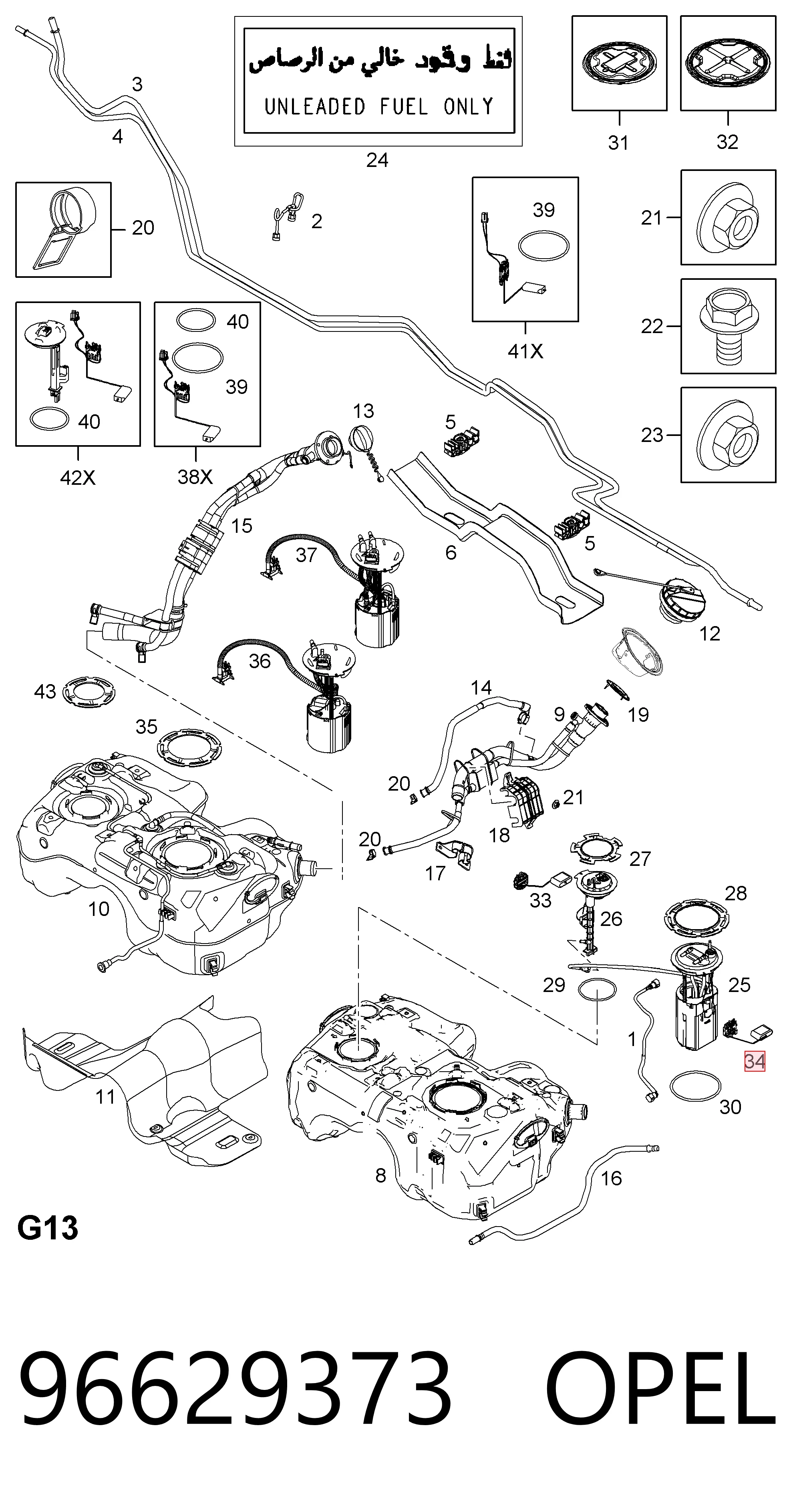 96629373 Opel Medidor de combustible