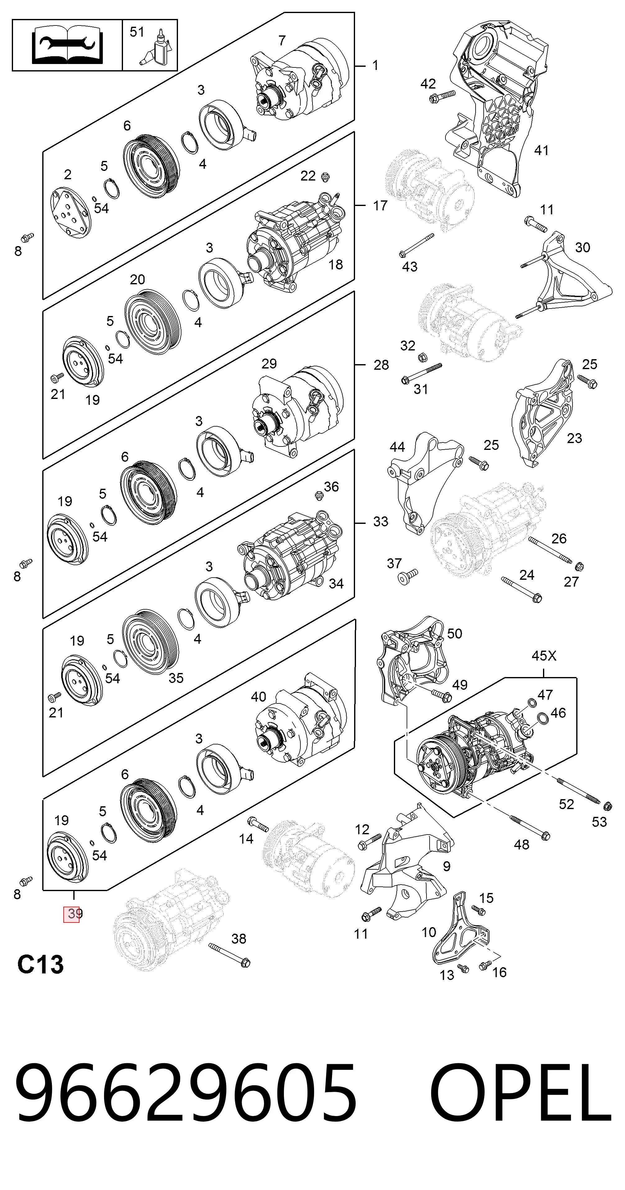 96629605 Opel Compresor climatizador