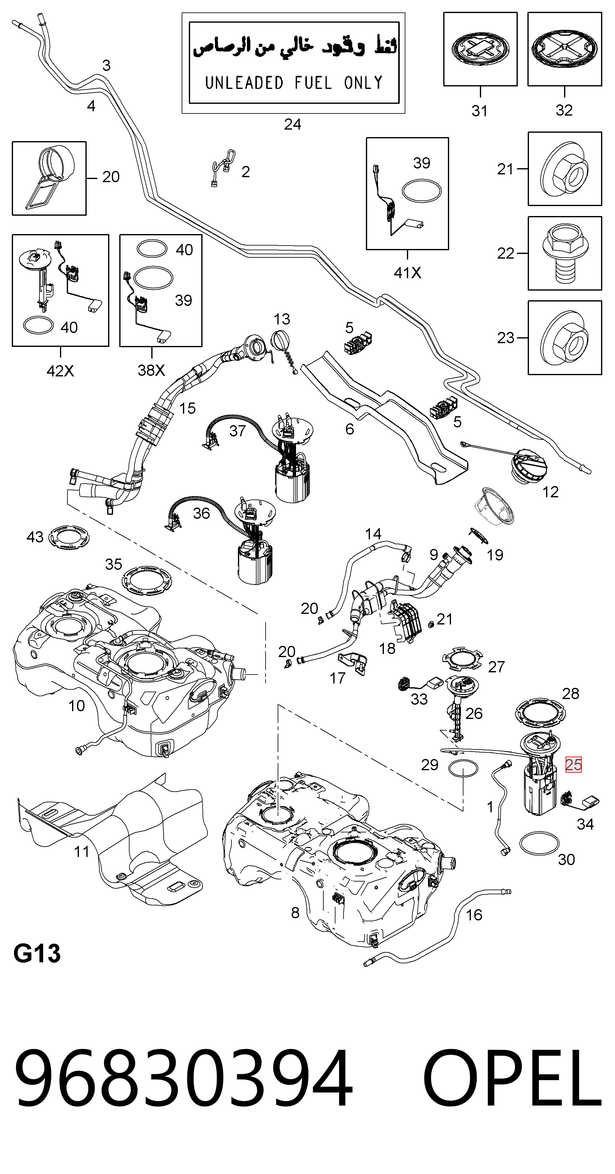 96830394 Opel Módulo de alimentación de combustible