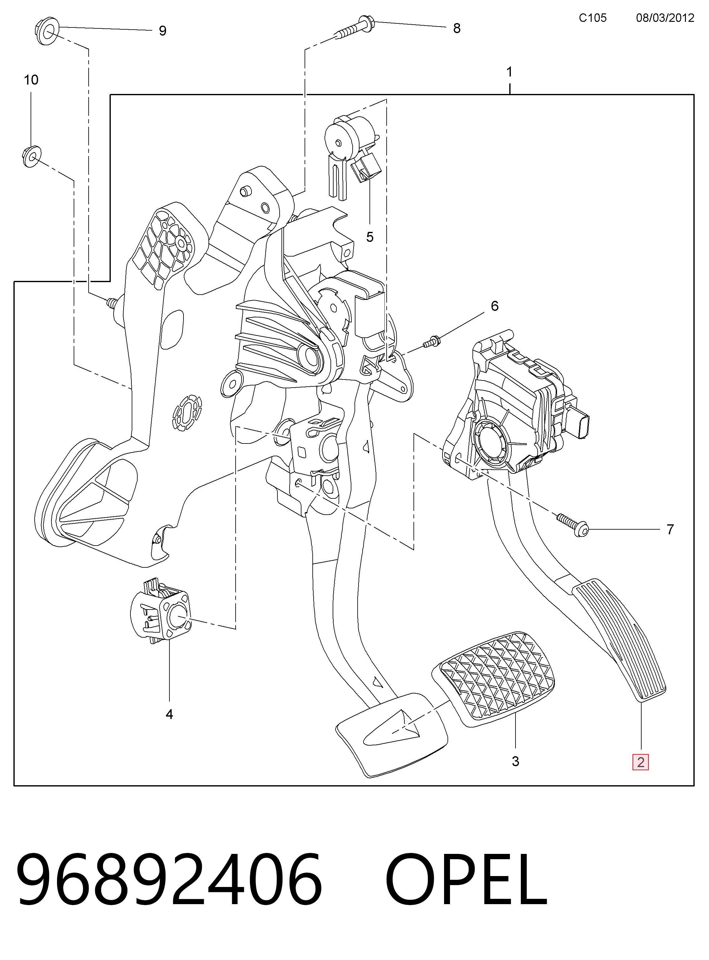 96892406 Opel Pedal de aceleracion