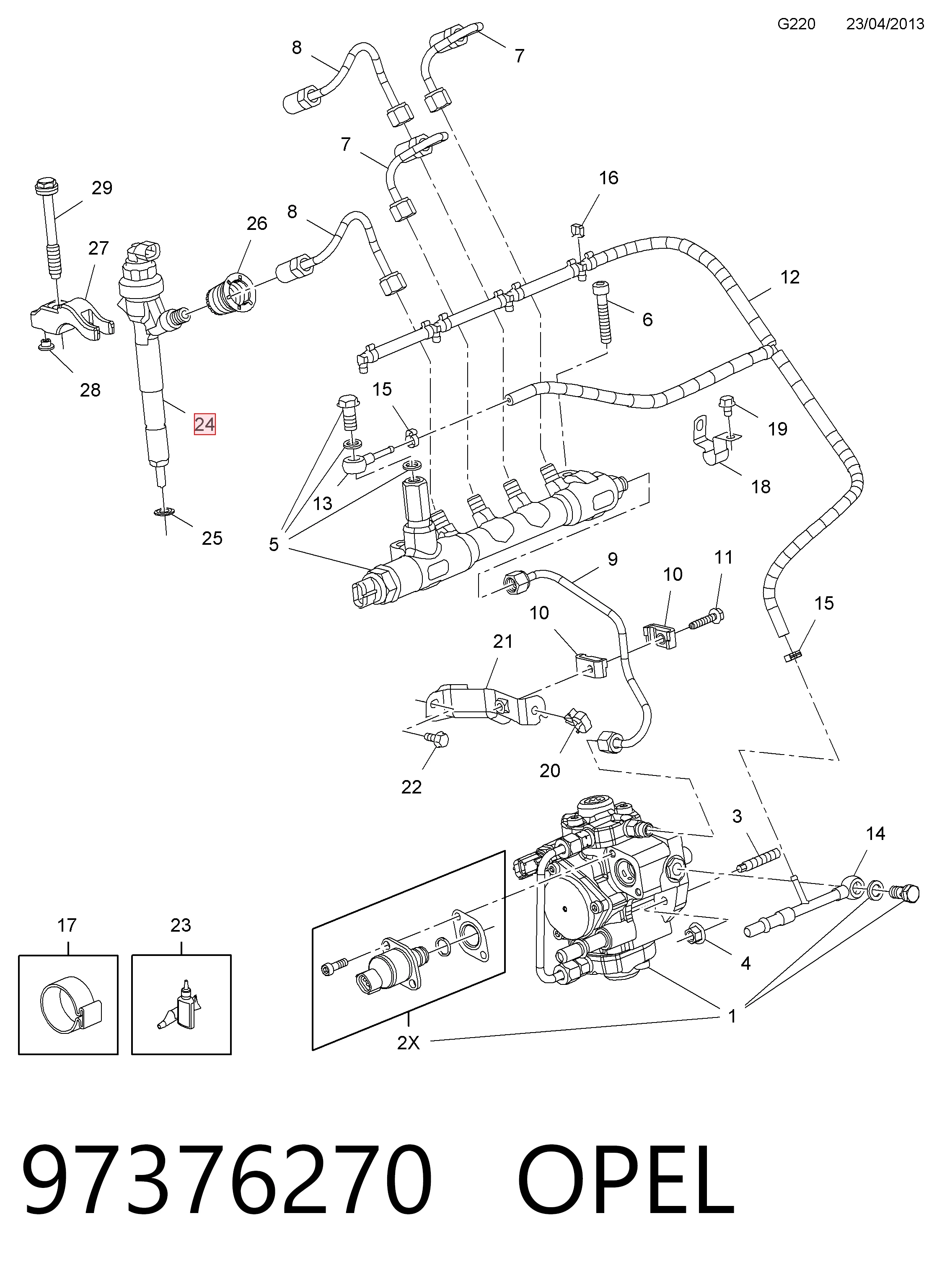97376270 Opel Inyector de combustible