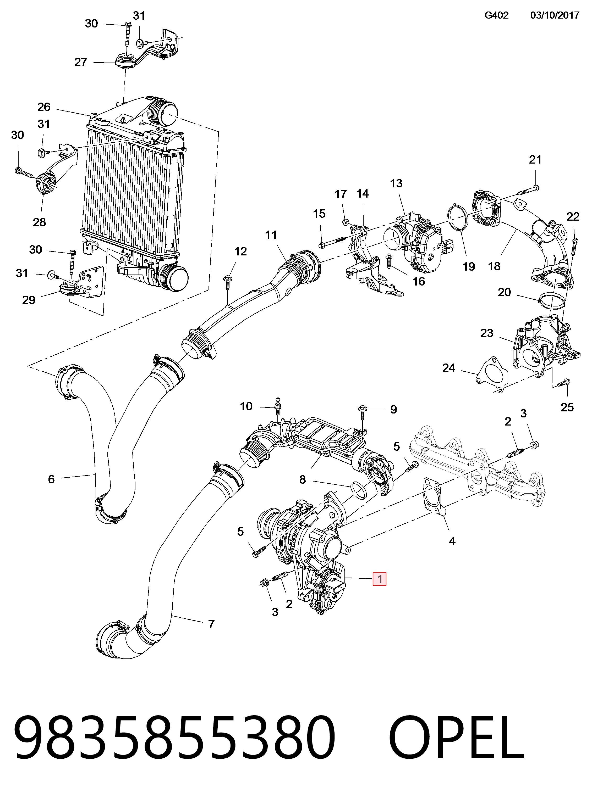 8536030002 Peugeot/Citroen Turbo para motor