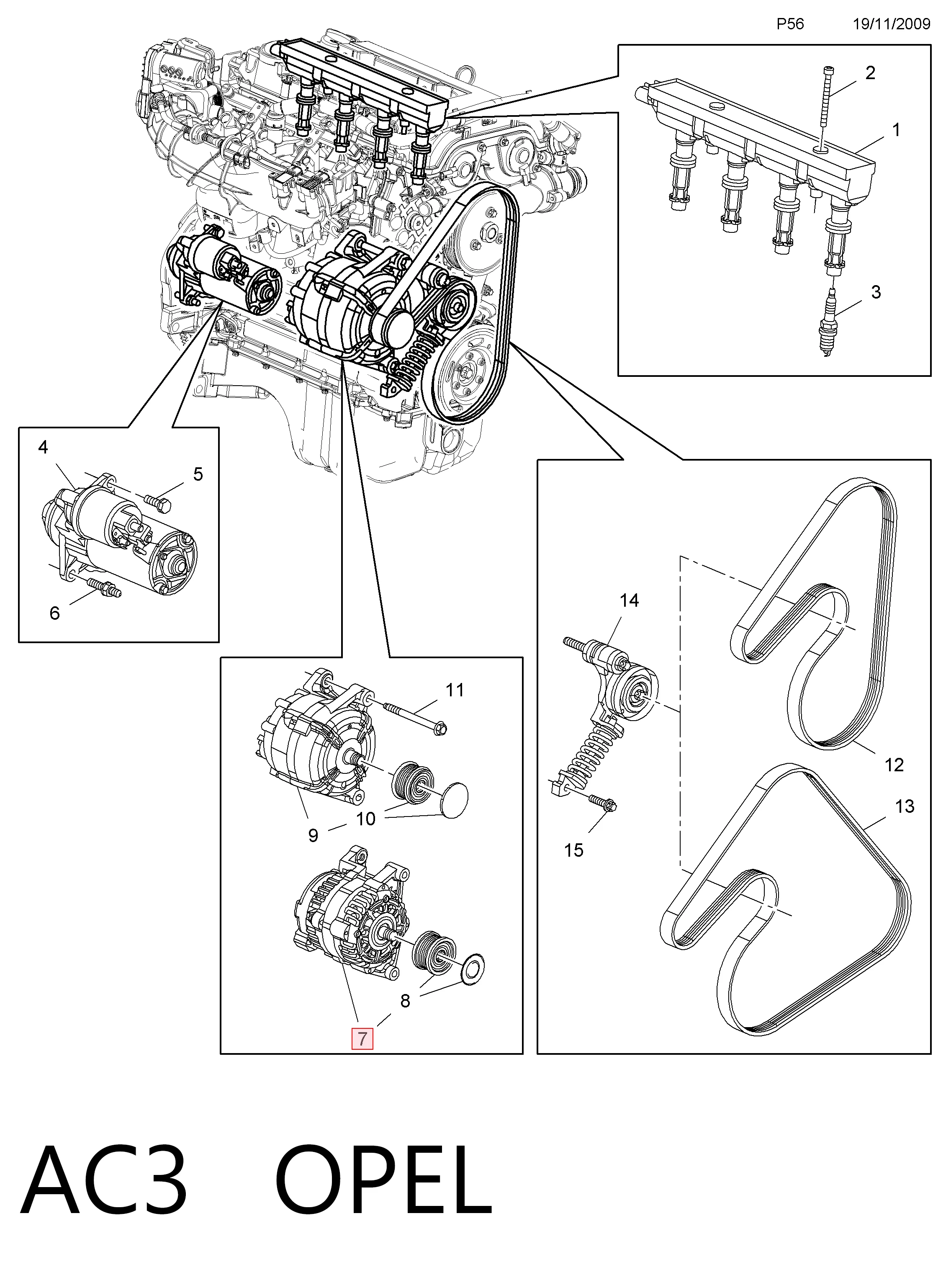 AC3 Opel Alternador de coche