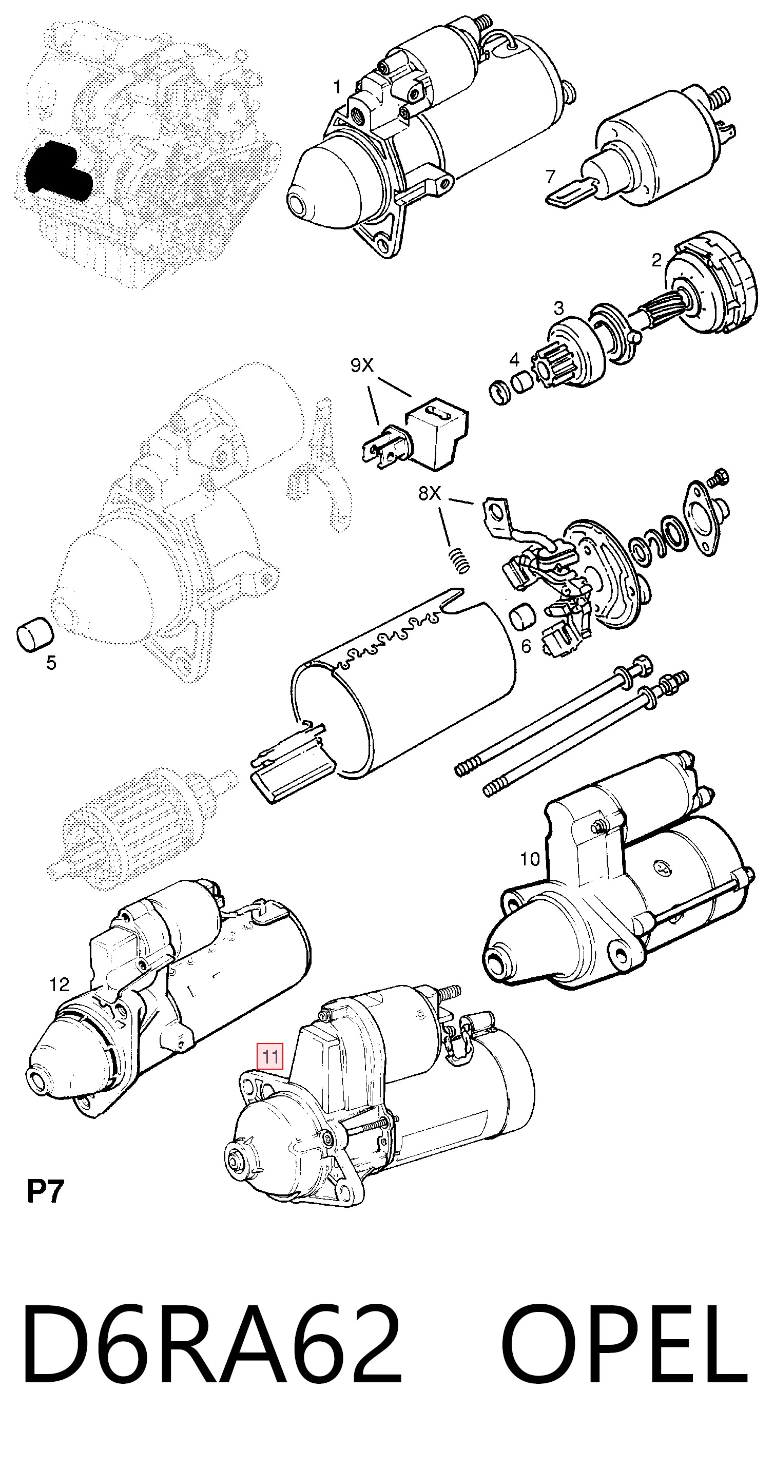 D6RA62 Opel Arranque motores