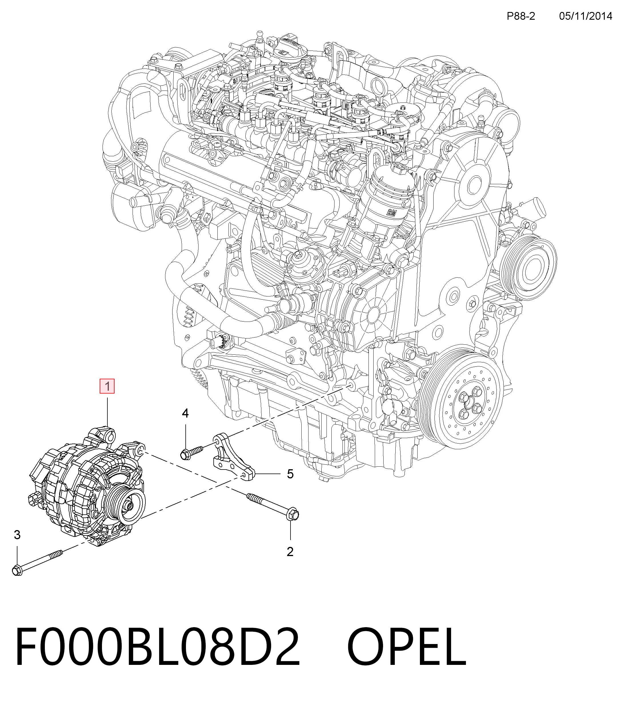 F000BL08D2 Opel Alternador de coche