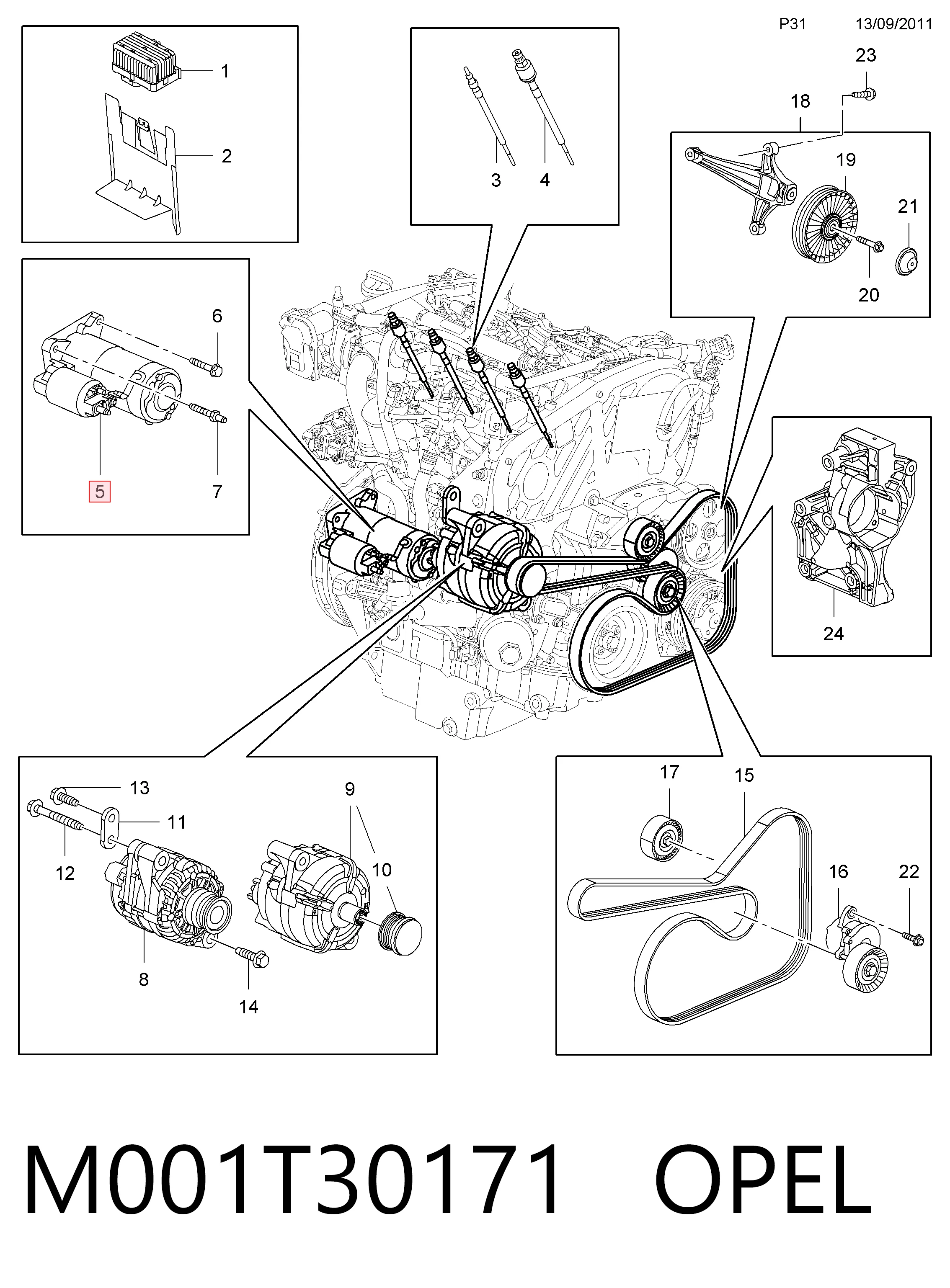 M001T30171 Opel Arranque motores
