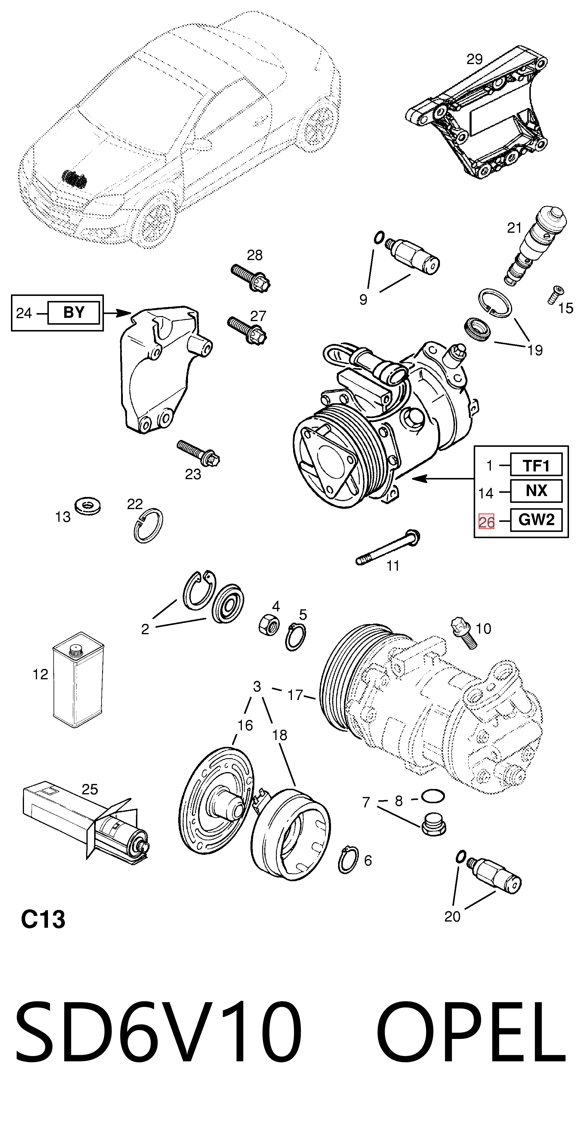 SD6V10 Opel Compresor climatizador
