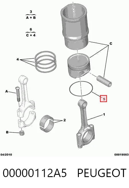 Junta anular, camisa cilindro 00000112A5 PEUGEOT