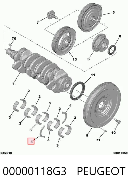 Juego de discos distanciador, cigüeñal, STD 00000118G3 PEUGEOT