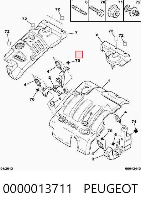 Cojín de la tapa decorativa del motor 0000013711 PEUGEOT