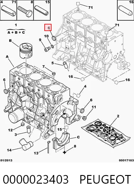 Tapa de bloque motor para Citroen C4 RUSSIA B73