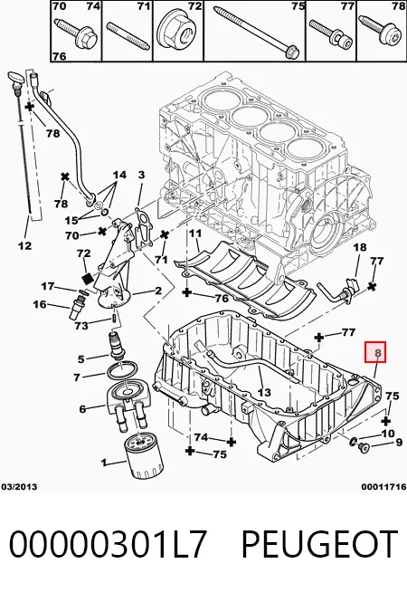 Cárter de aceite del motor 00000301L7 PEUGEOT